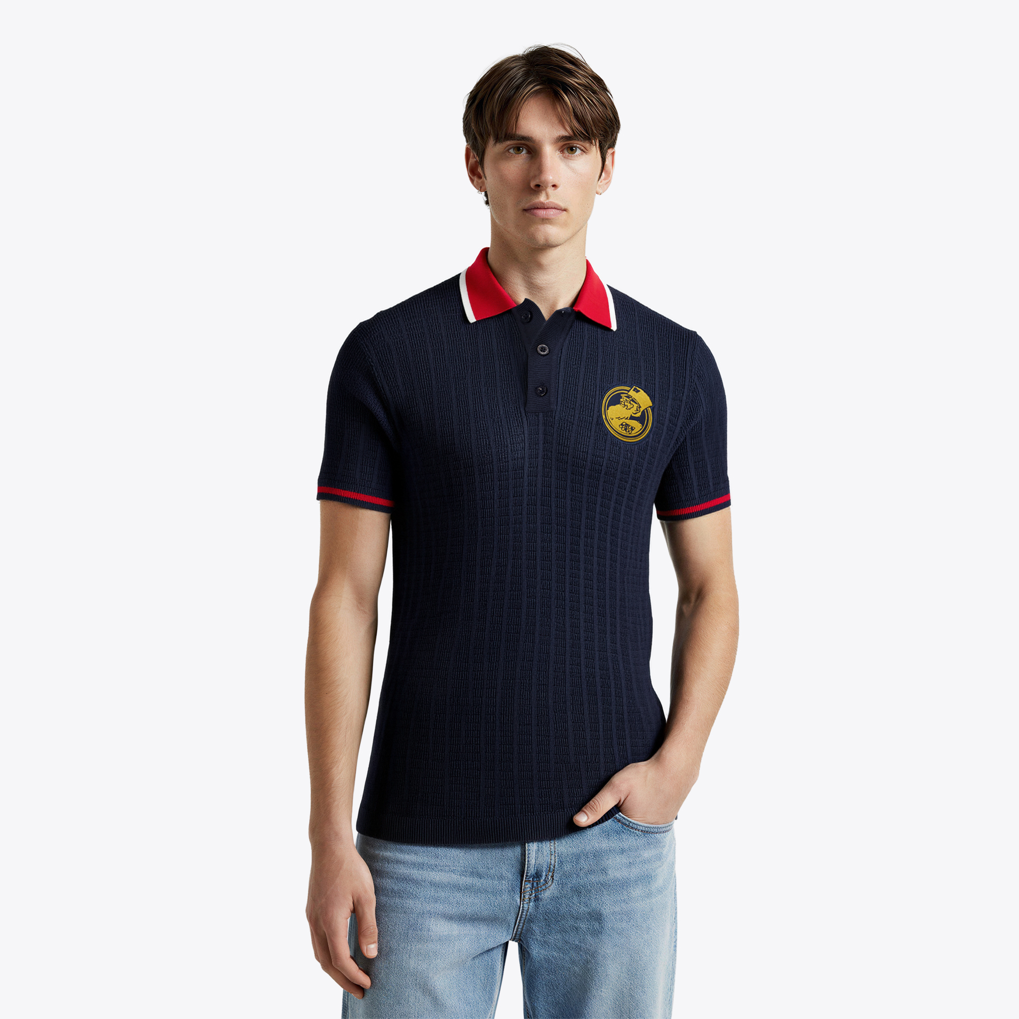 Chelsea Pensioners Knitted Polo - Navy, , rebel_hi-res