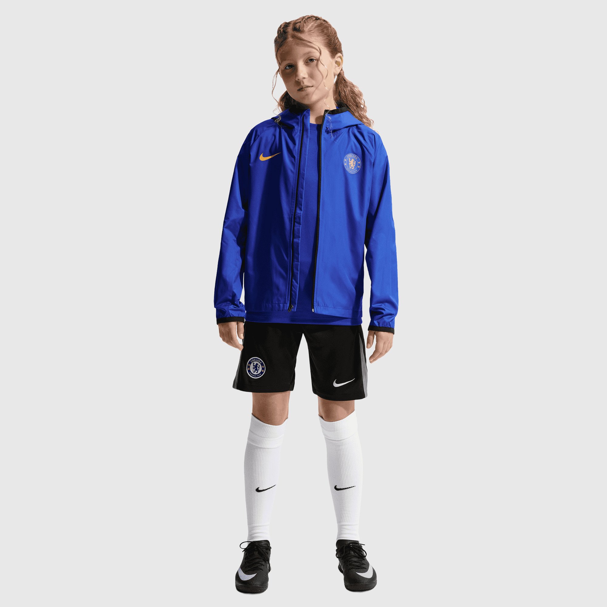 Chelsea Nike Academy Pro Hooded Rain Jacket - Bright Blue - Kids, , rebel_hi-res