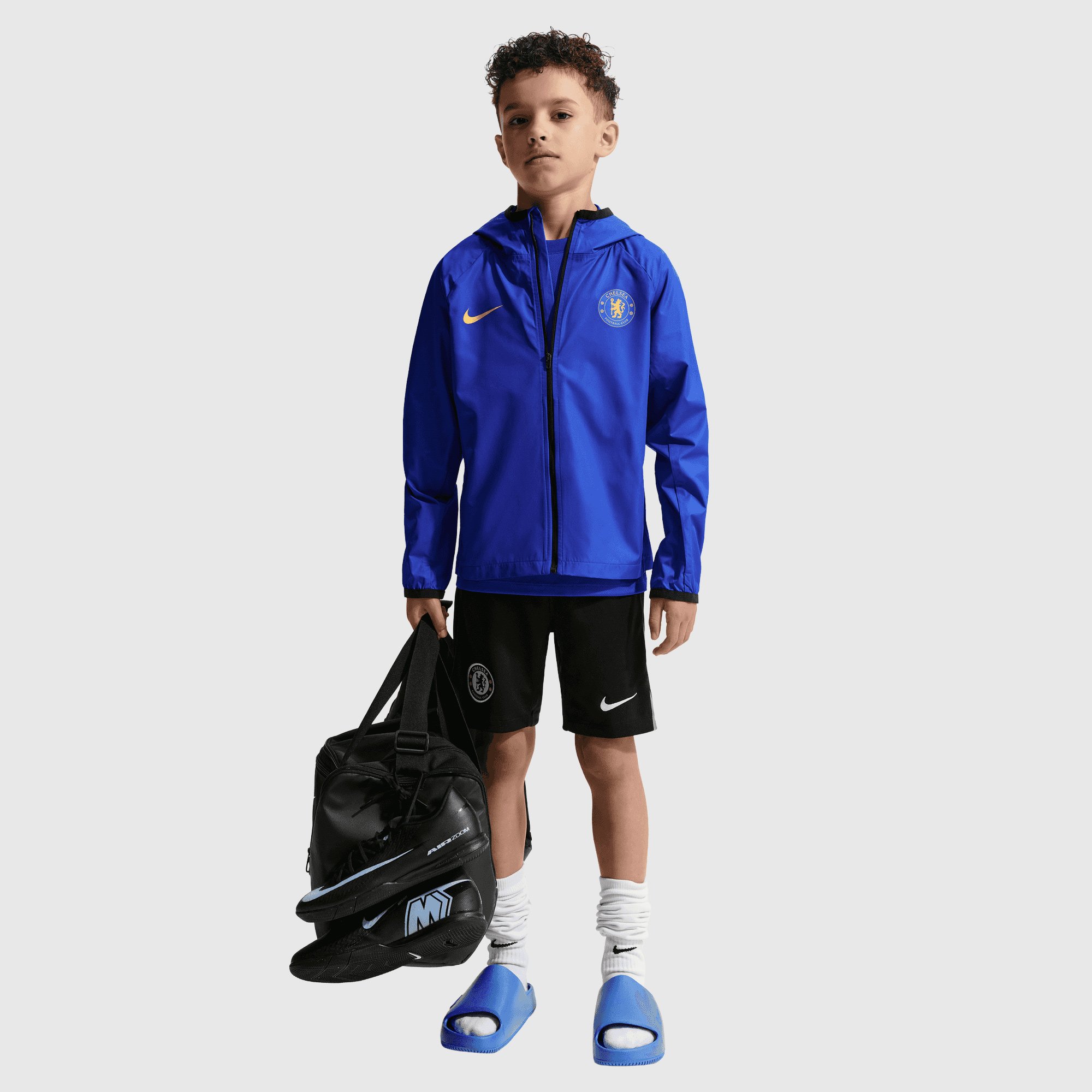 Chelsea Nike Academy Pro Hooded Rain Jacket - Bright Blue - Kids, , rebel_hi-res