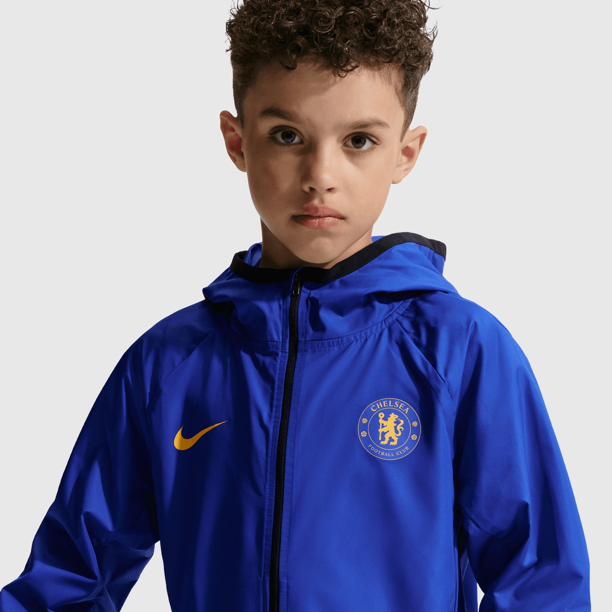 Chelsea Nike Academy Pro Hooded Rain Jacket - Bright Blue - Kids, , rebel_hi-res