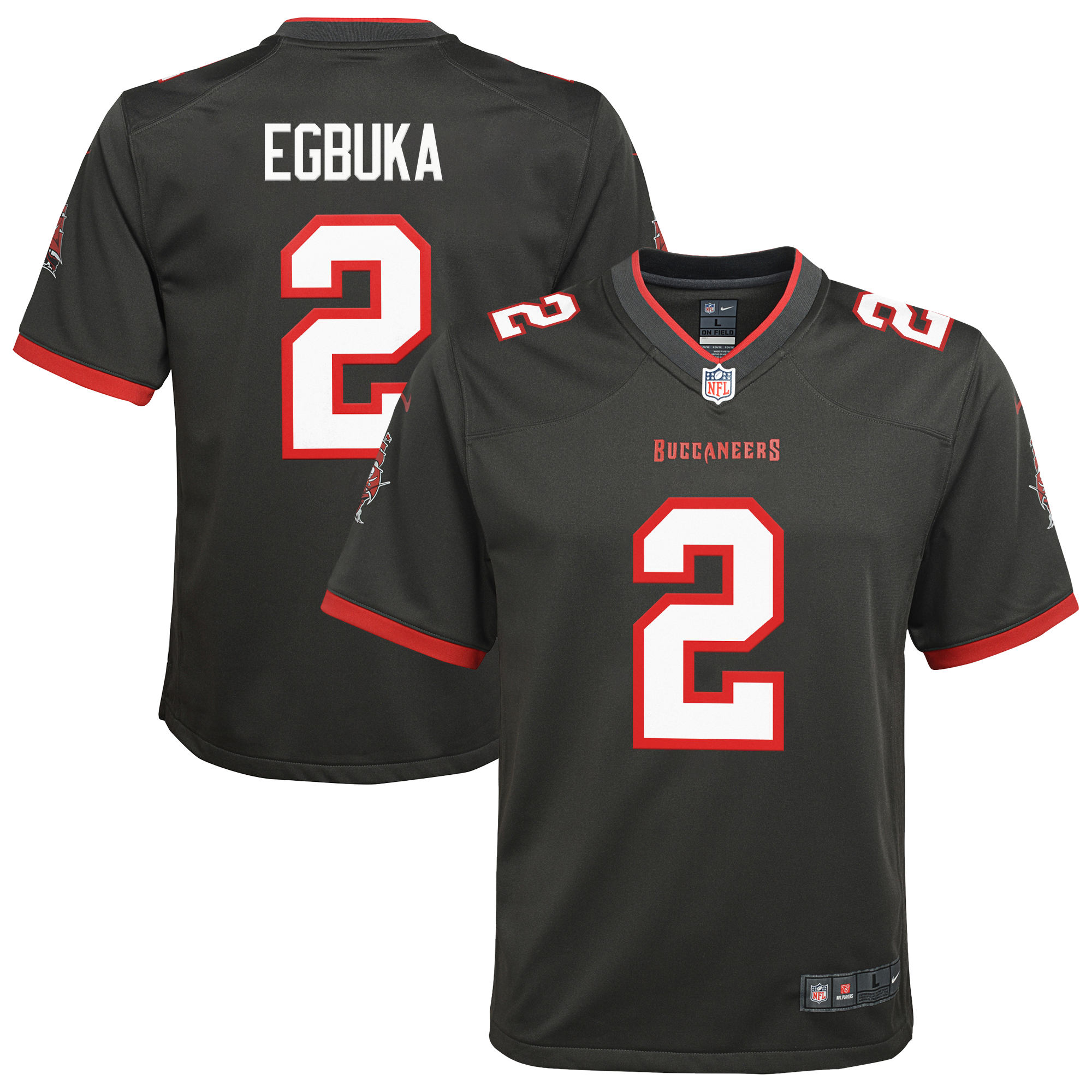 Tampa Bay Buccaneers Nike Game Alternate Jersey - Deep Pewter - Emeka Egbuka - Youth, , rebel_hi-res