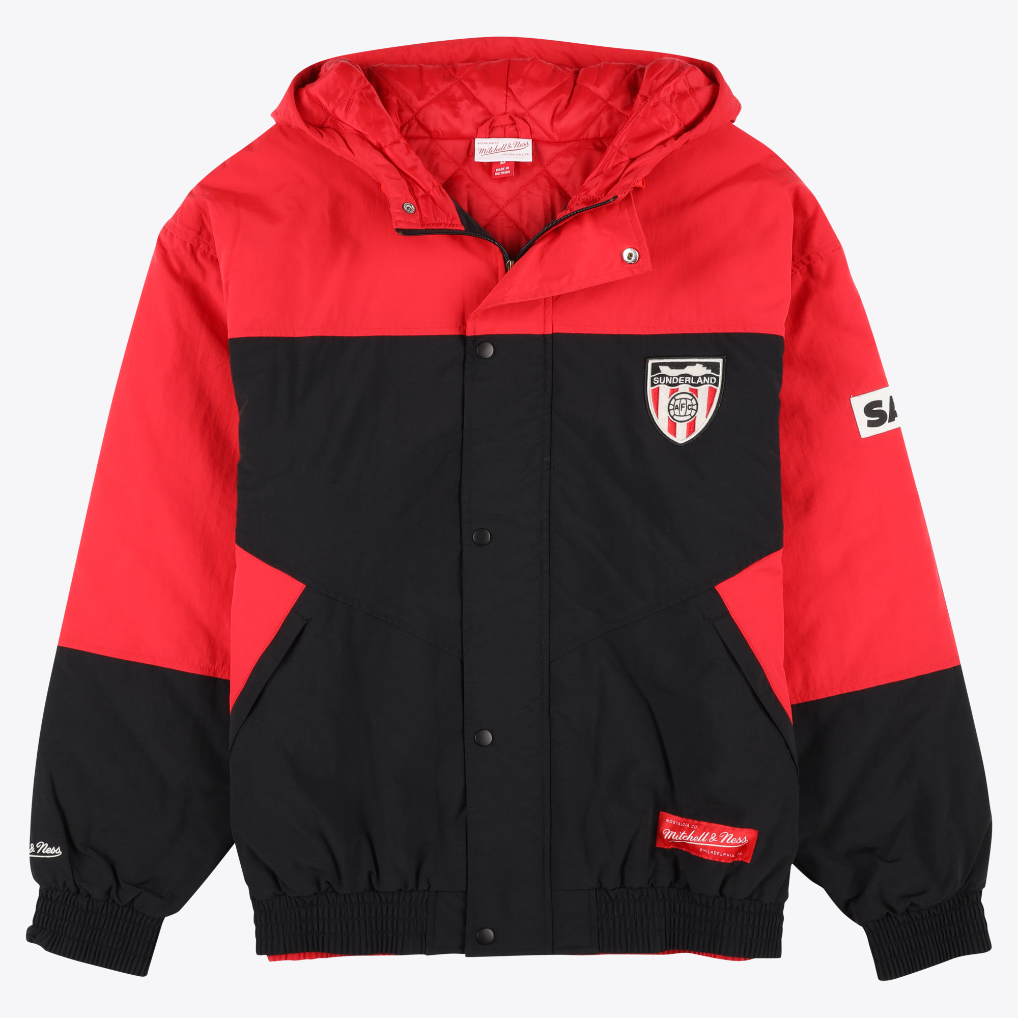 Sunderland x Mitchell & Ness Placket Windbreaker - Black / Red - Mens, , rebel_hi-res