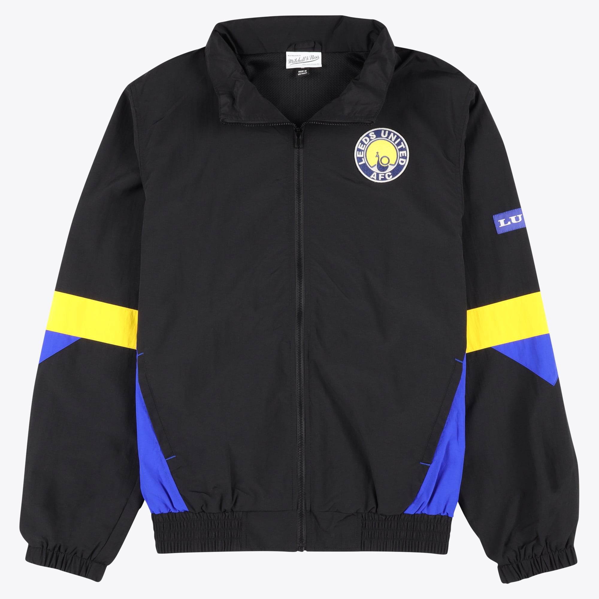 Leeds United x Mitchell & Ness Funnel Neck Track Jacket - Black - Mens, , rebel_hi-res