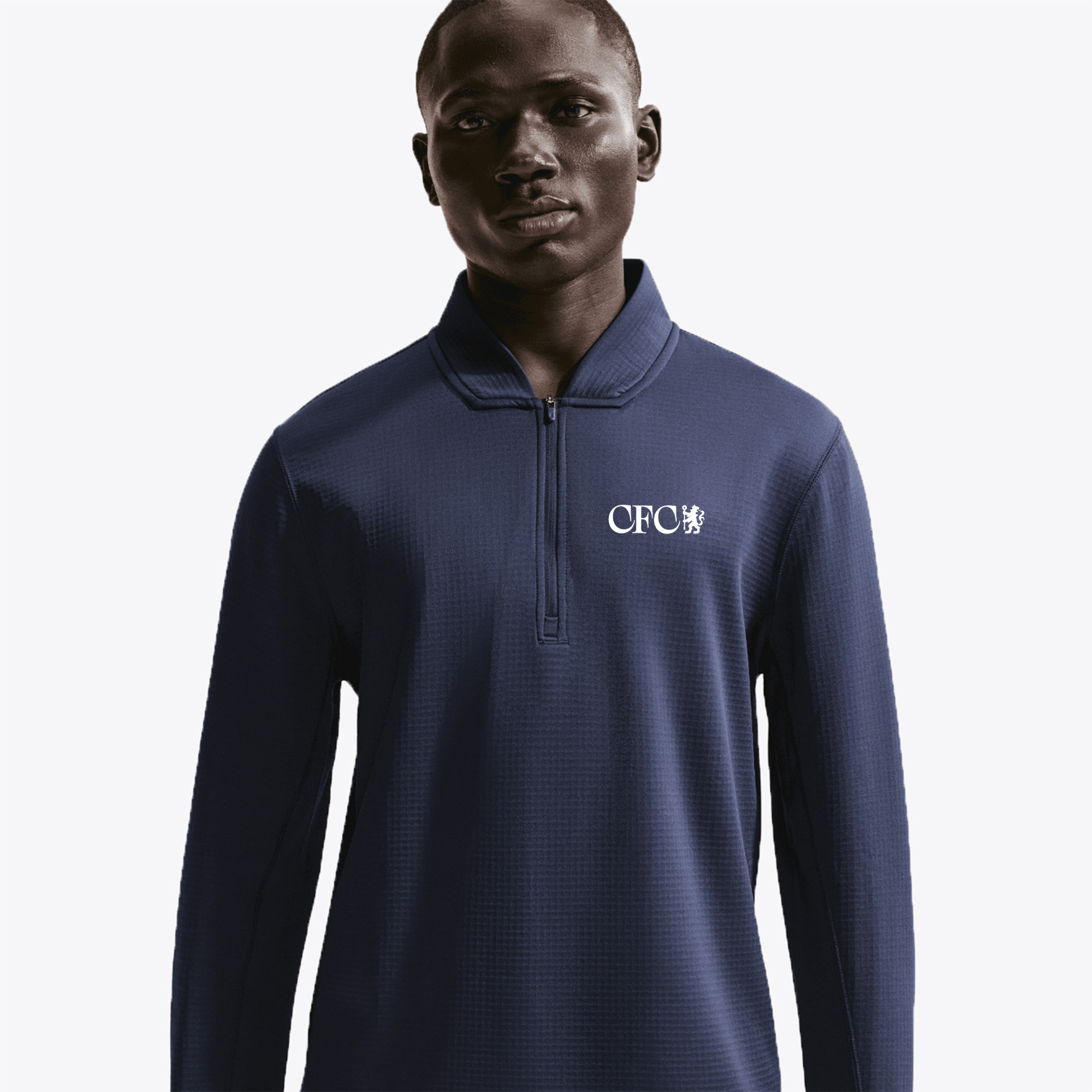 Chelsea Nike Therma-FIT Velocity 1/2 Zip Golf Top - Navy - Mens, , rebel_hi-res