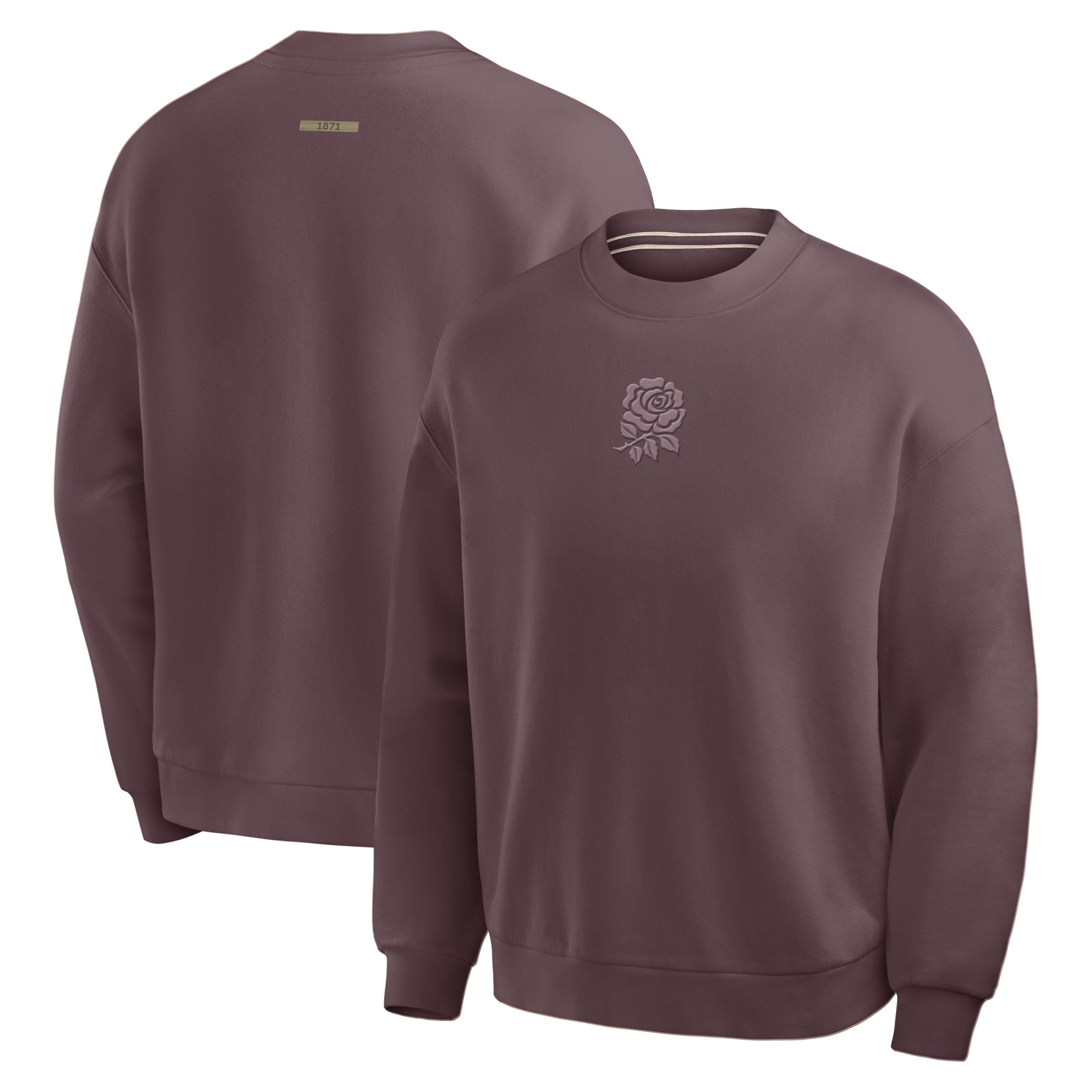 England Rugby Elements French Terry Crew Sweatshirt - Purple - Unisex, , rebel_hi-res
