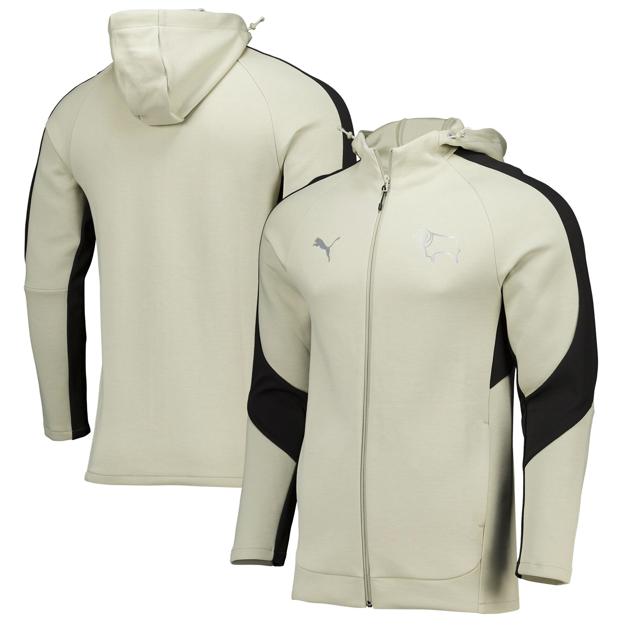 Derby County PUMA Travel Hooded Jacket - Pebble, , rebel_hi-res