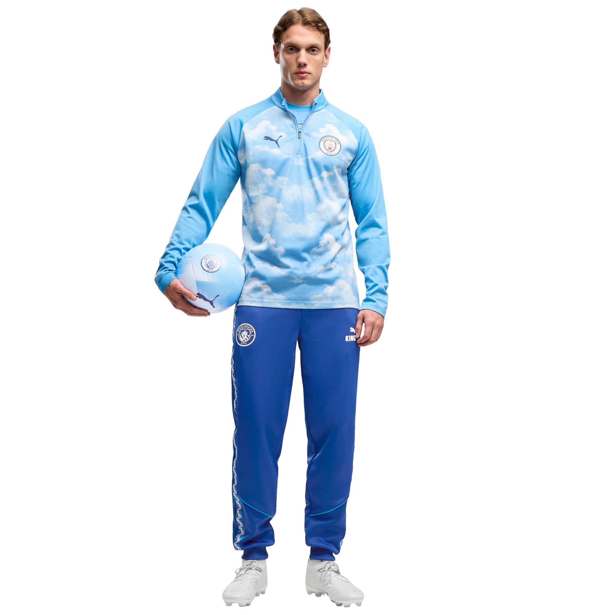Manchester City Puma Warm Up 1/4 Zip Top - Blue, , rebel_hi-res
