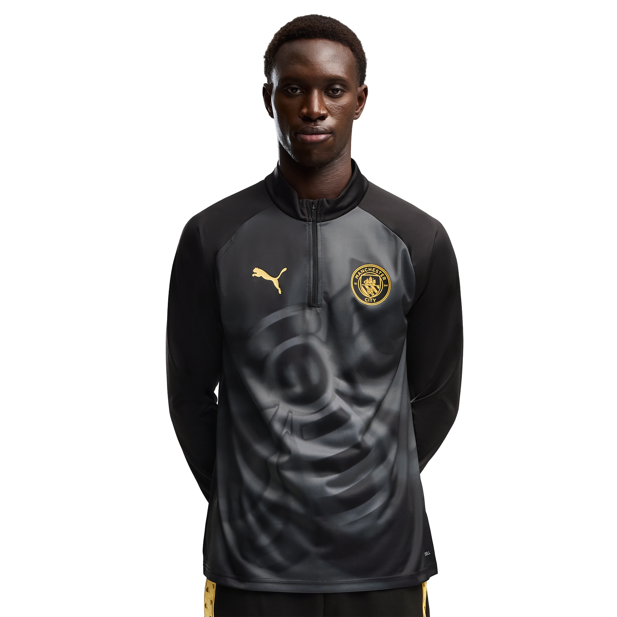 Manchester City Puma Warm Up 1/4 Zip Top - Black, , rebel_hi-res
