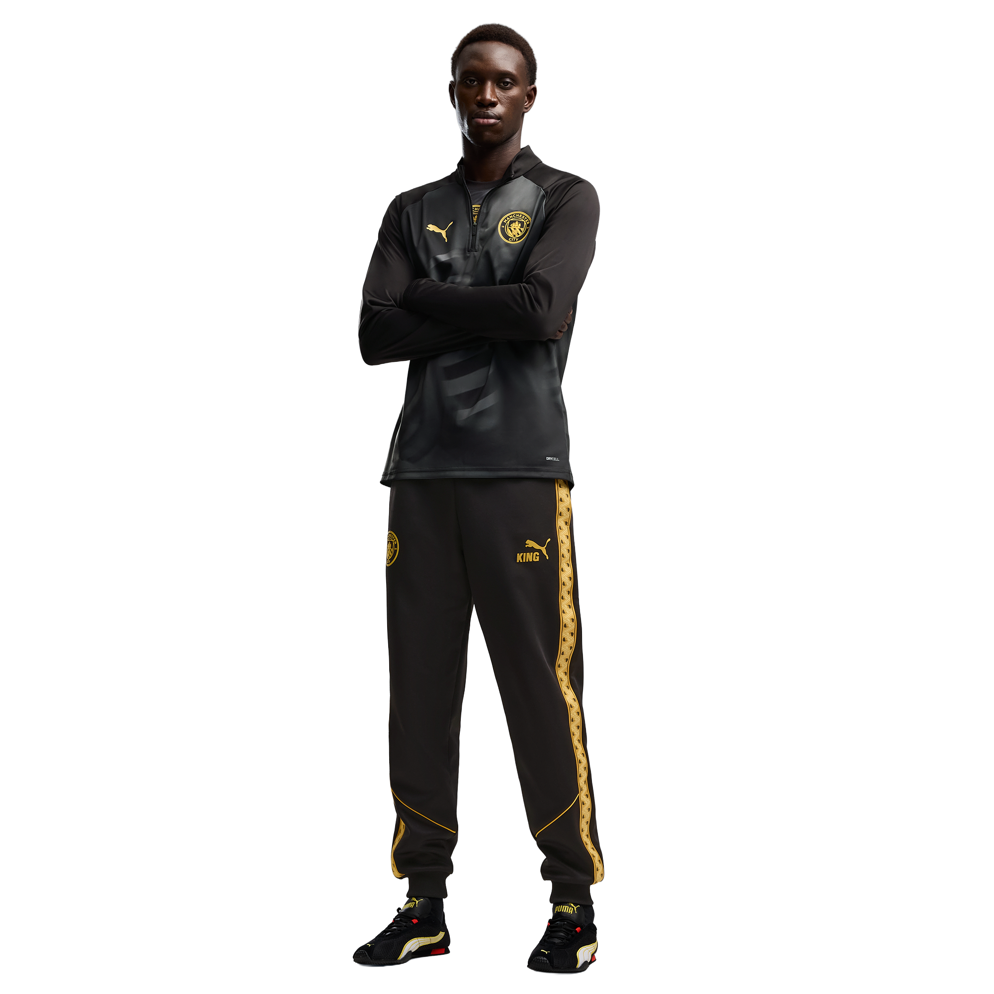 Manchester City Puma Warm Up 1/4 Zip Top - Black, , rebel_hi-res