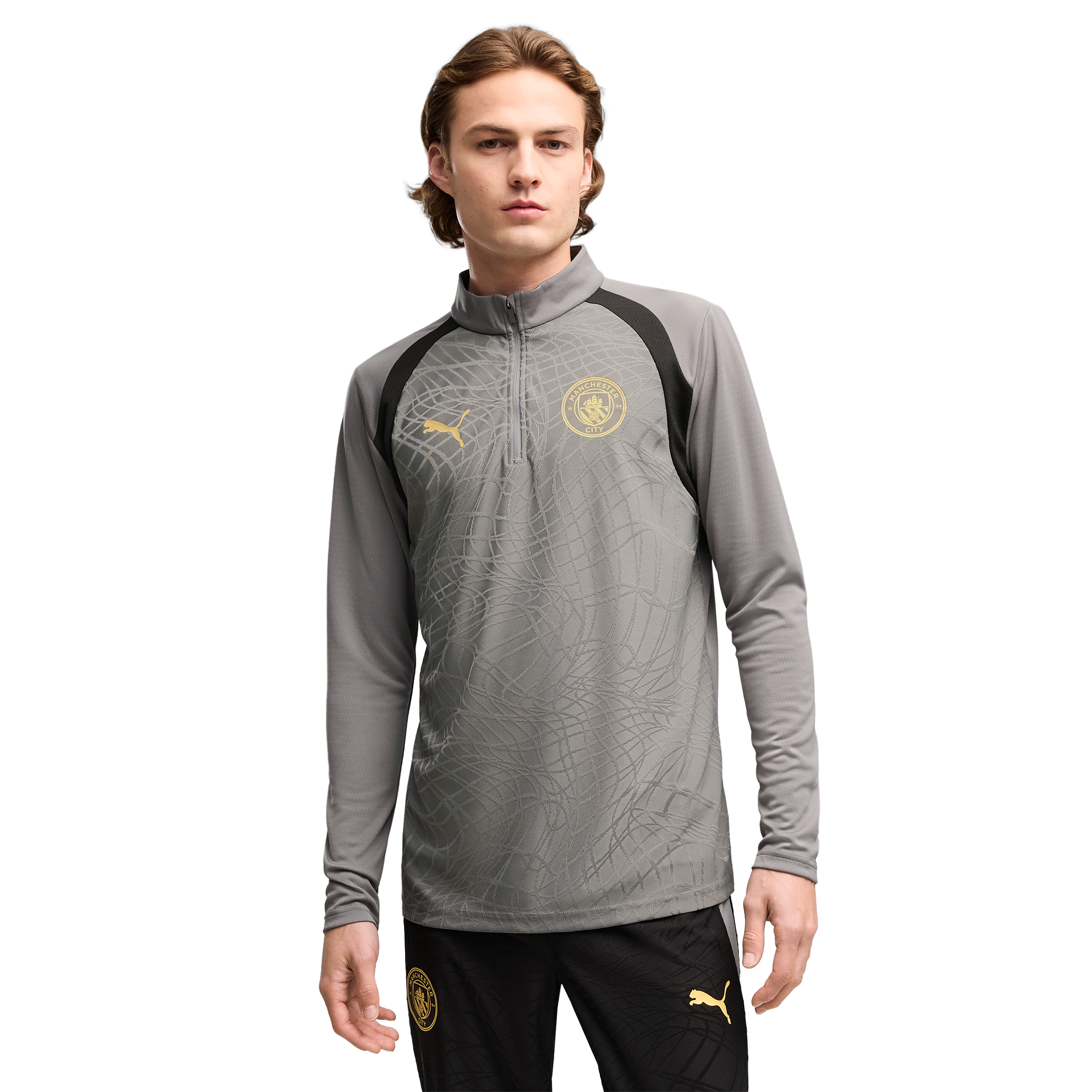 Manchester City Puma Training 1/4 Zip Top - Dark Grey, , rebel_hi-res