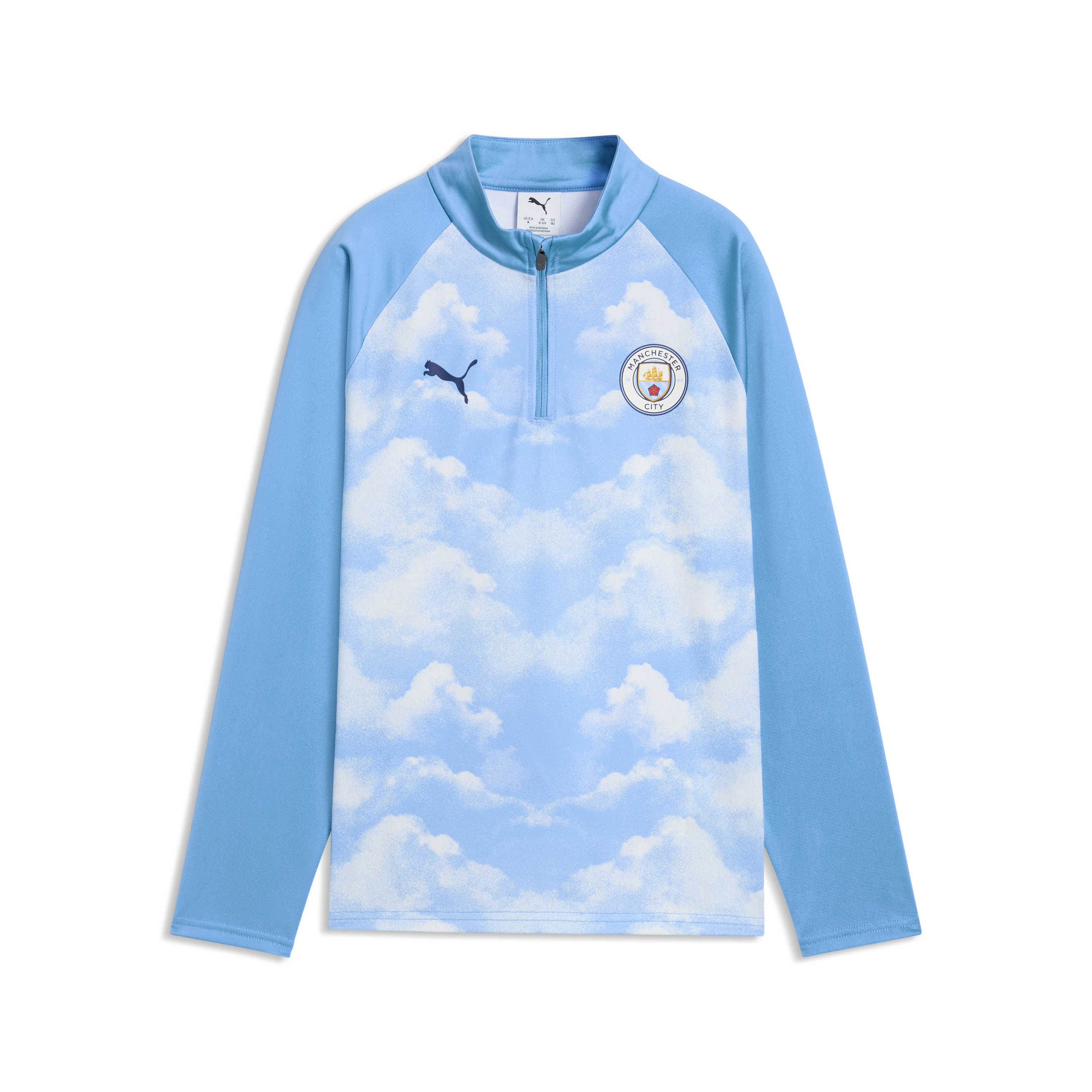 Manchester City Puma Warm Up 1/4 Zip - Blue - Kids, , rebel_hi-res
