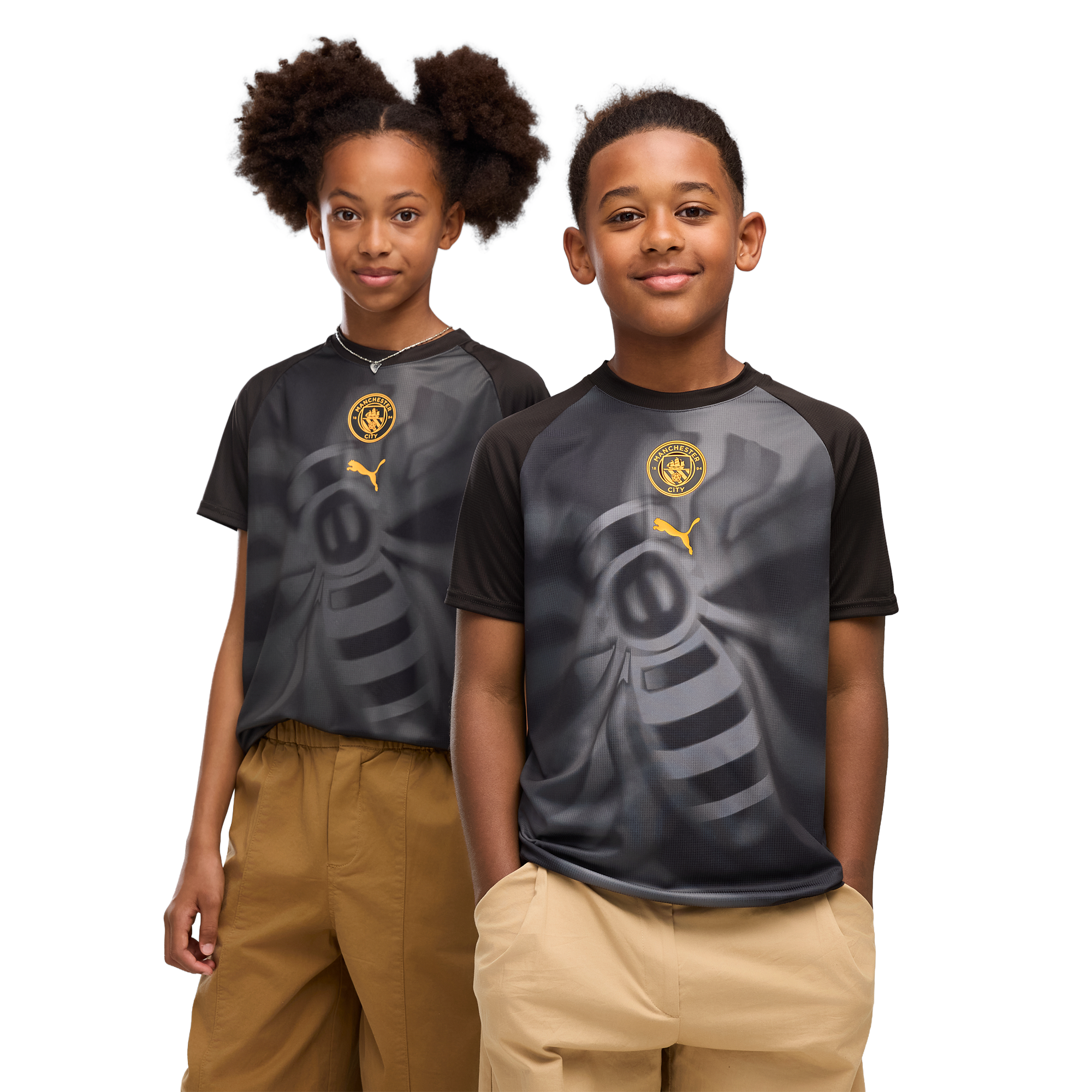 Manchester City Puma Warm Up Jersey - Black - Kids, , rebel_hi-res