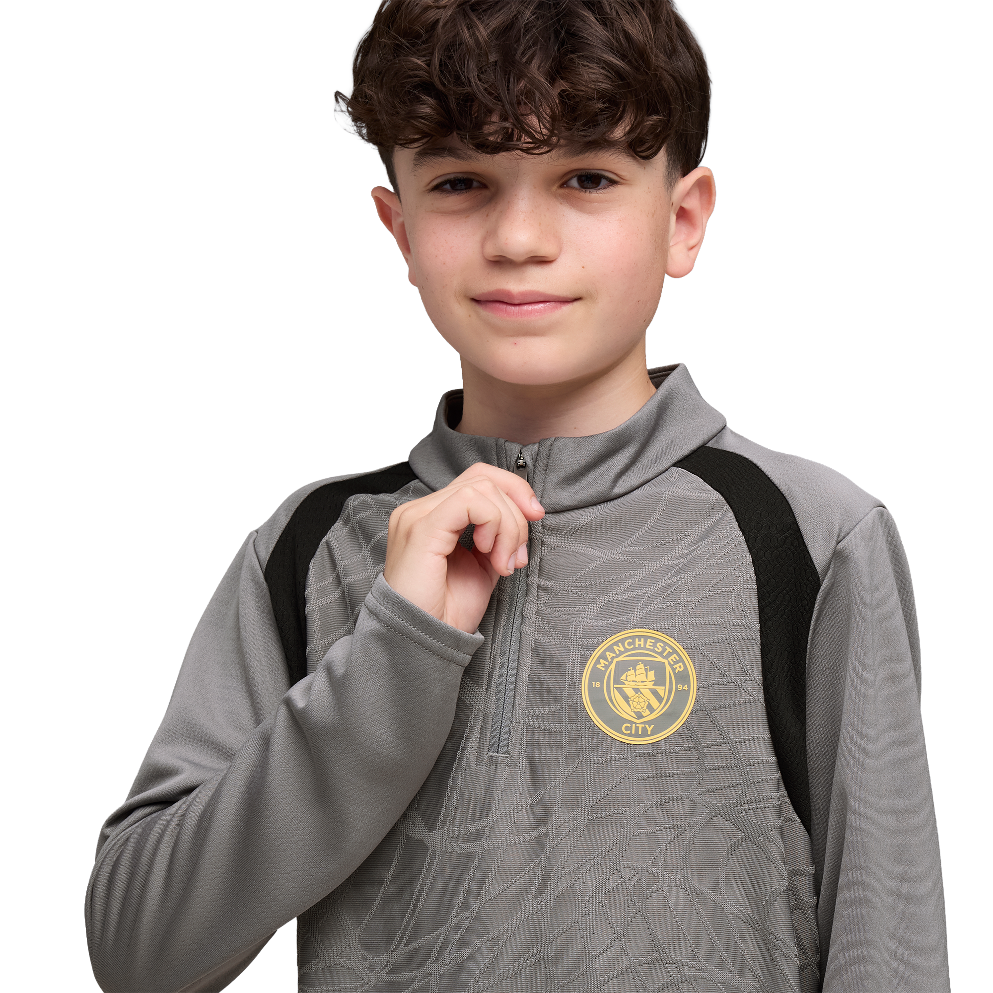Manchester City Puma Training 1/4 Zip Top - Dark Grey - Kids, , rebel_hi-res