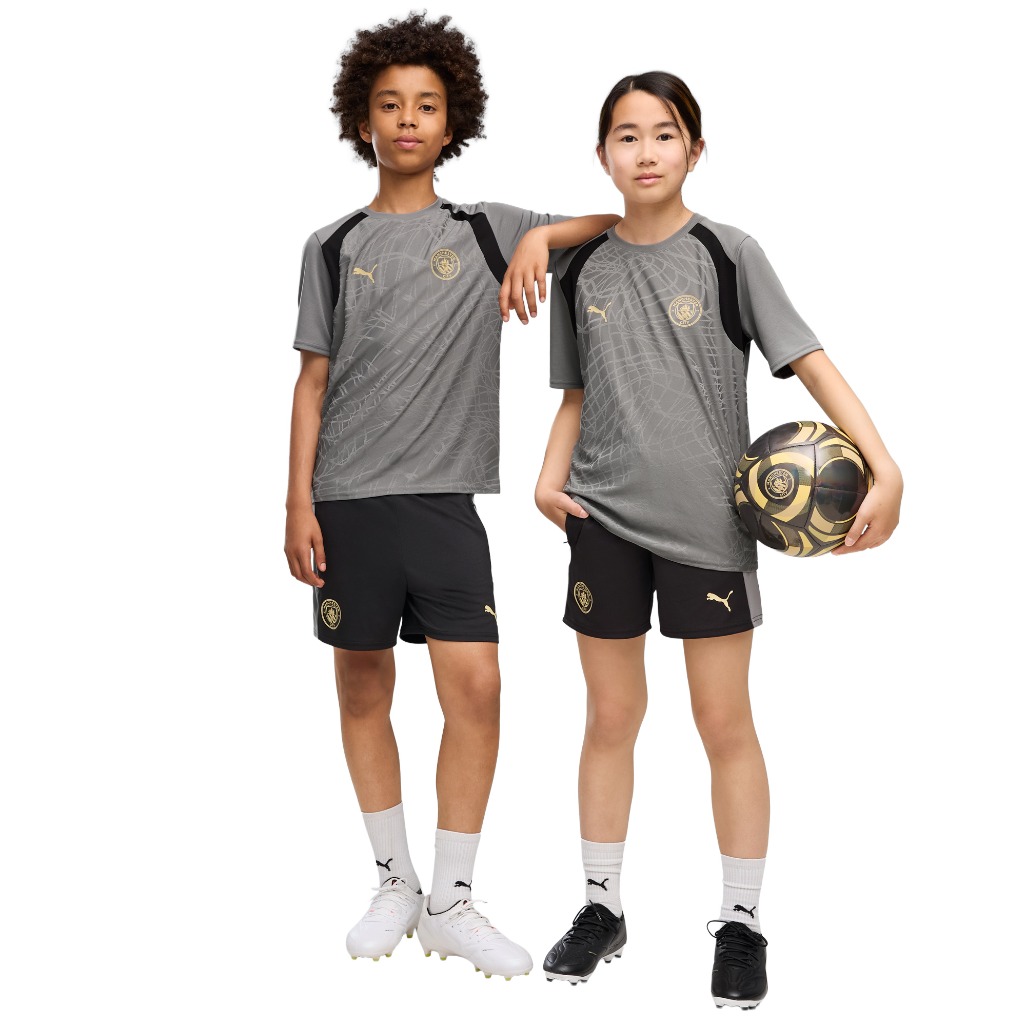 Manchester City Puma Training Jersey - Dark Grey - Kids, , rebel_hi-res