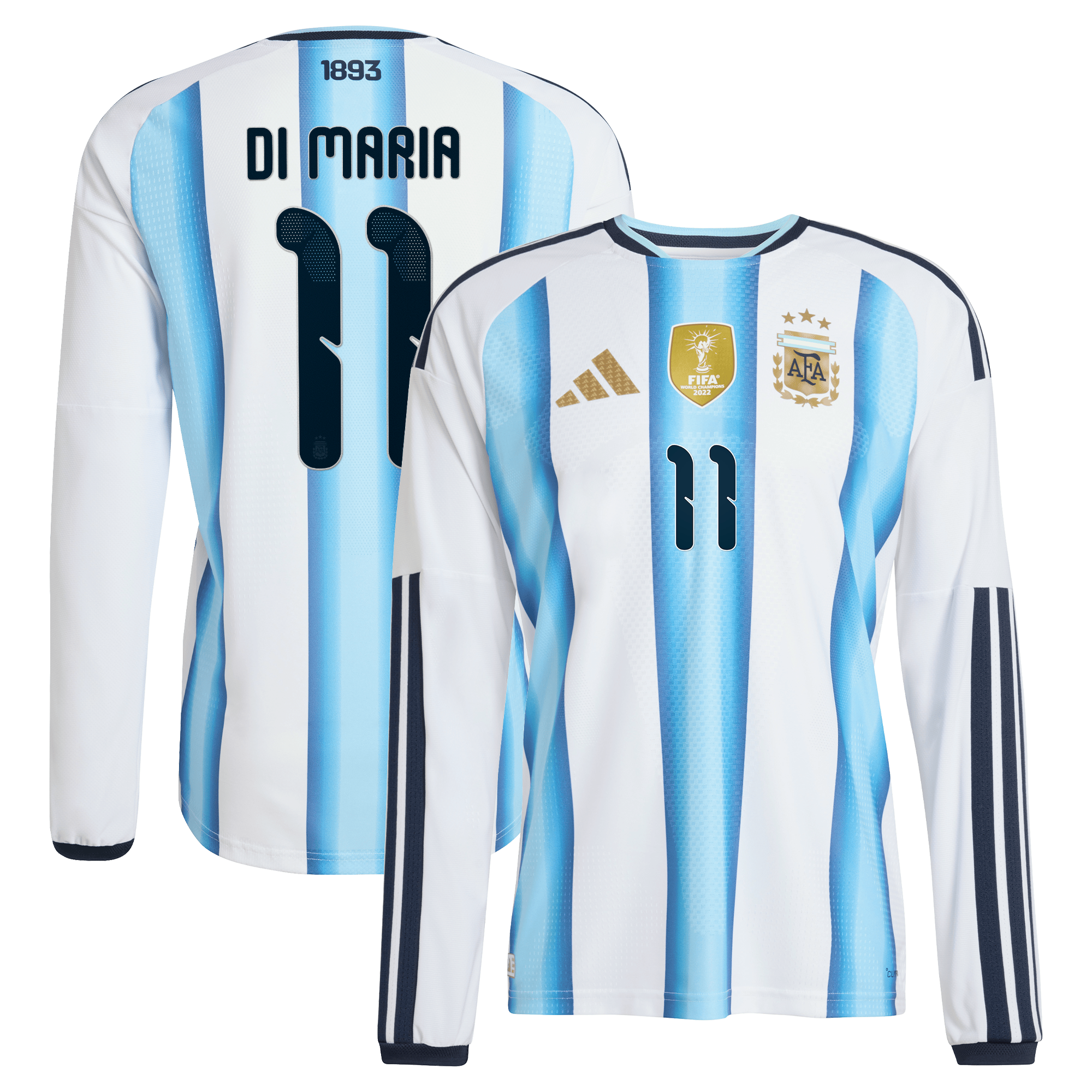 Argentina adidas Home Authentic Shirt 2026 - Long sleeve with Di Maria 11 printing, , rebel_hi-res