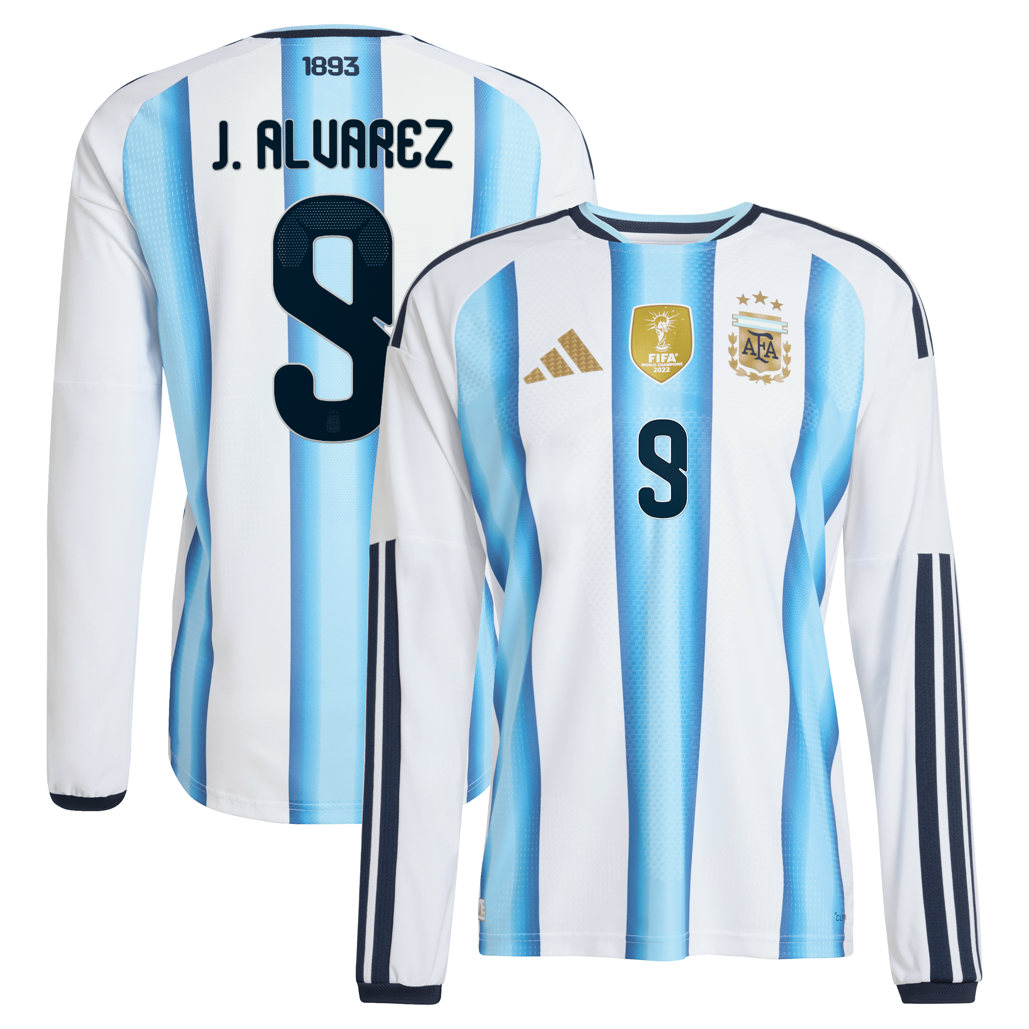 Argentina adidas Home Authentic Shirt 2026 - Long sleeve with J. Alvarez&nbsp; 9 printing, , rebel_hi-res