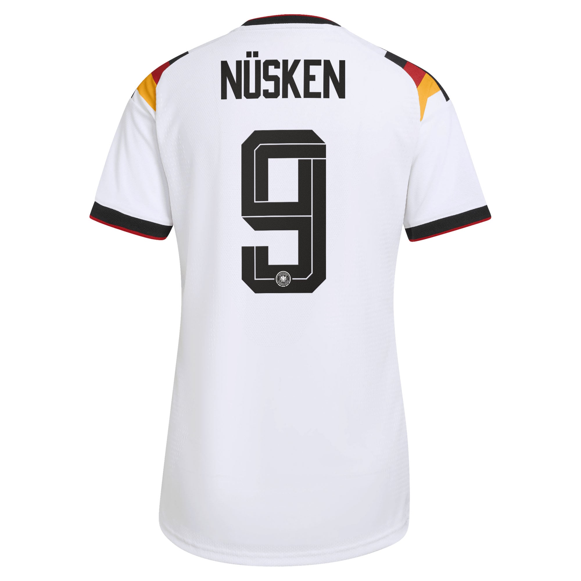 Germany National Team Home Authentic Shirt 2026 - 2 Stars - Womens with N&uuml;sken 9 printing, , rebel_hi-res