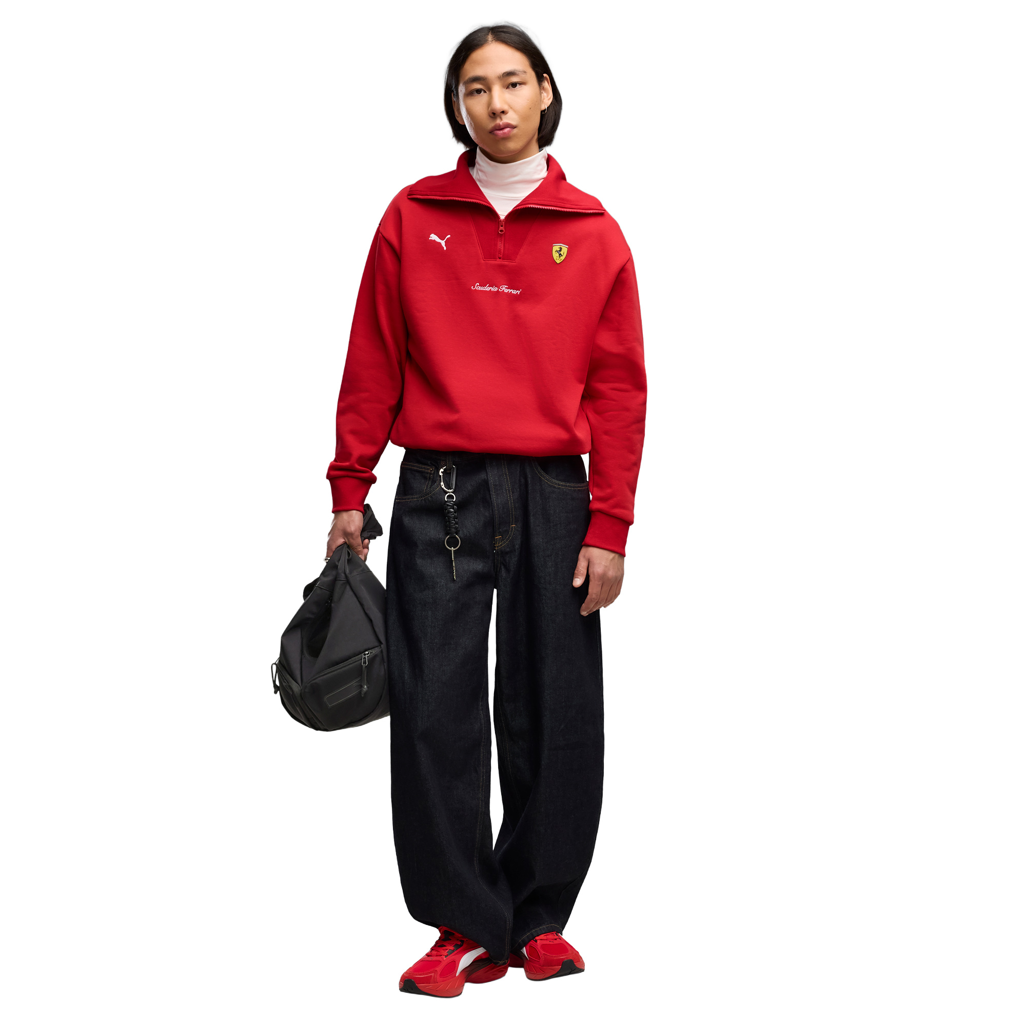 Scuderia Ferrari Puma Little Shield Half Zip Fleece - Red, , rebel_hi-res