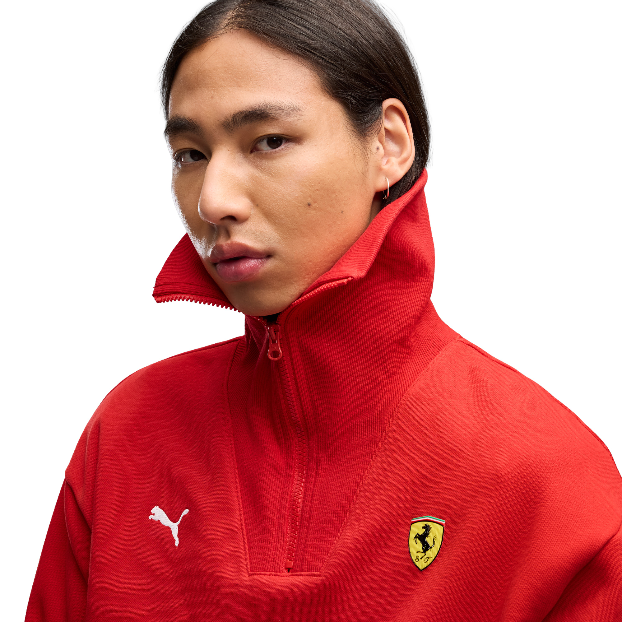 Scuderia Ferrari Puma Little Shield Half Zip Fleece - Red, , rebel_hi-res