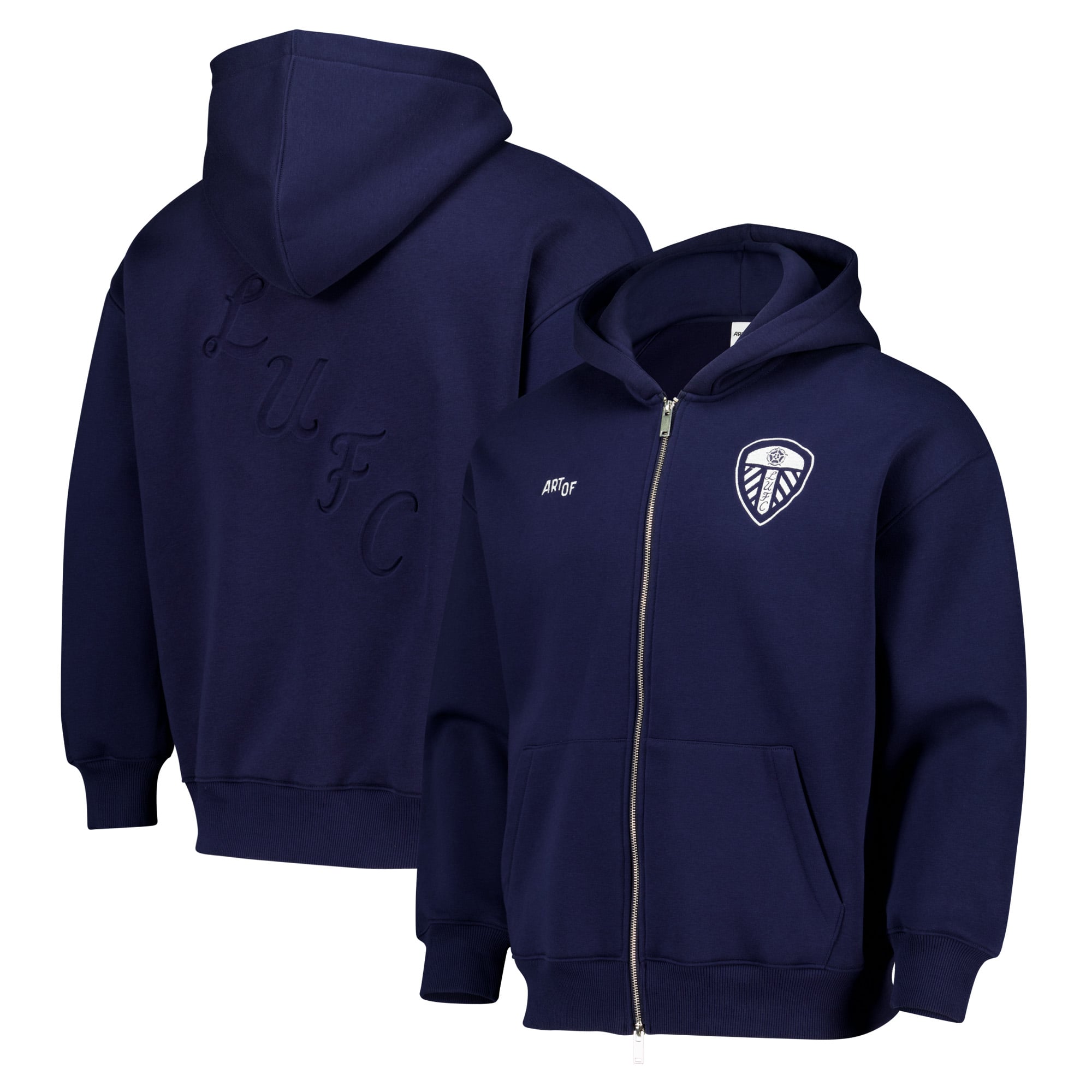 Leeds United x Art of Deboss Full Zip Hoodie - Navy - Unisex