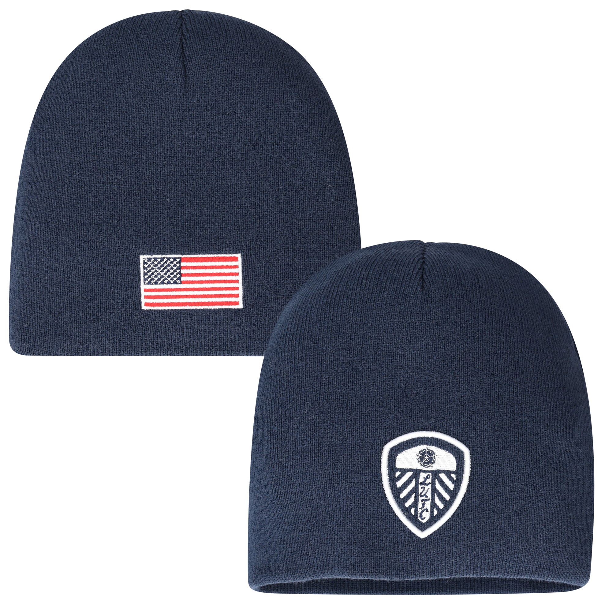 Leeds United USA Flag Graphic Knit Beanie - Navy - Unisex, , rebel_hi-res