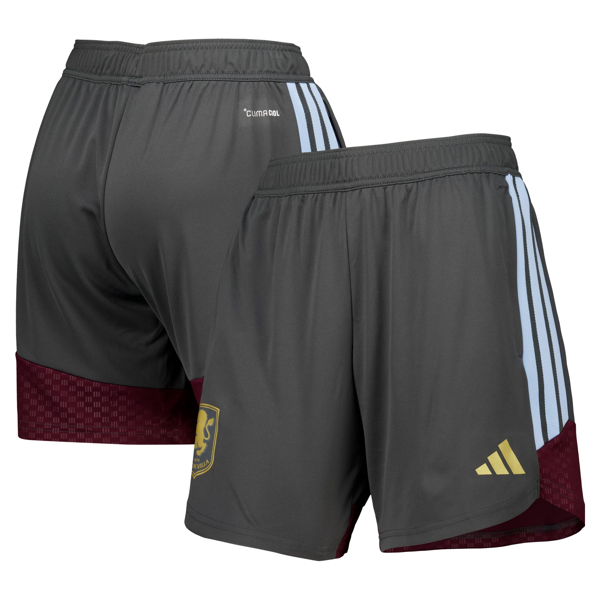 Aston Villa adidas Training Shorts - Charcoal - Womens, , rebel_hi-res