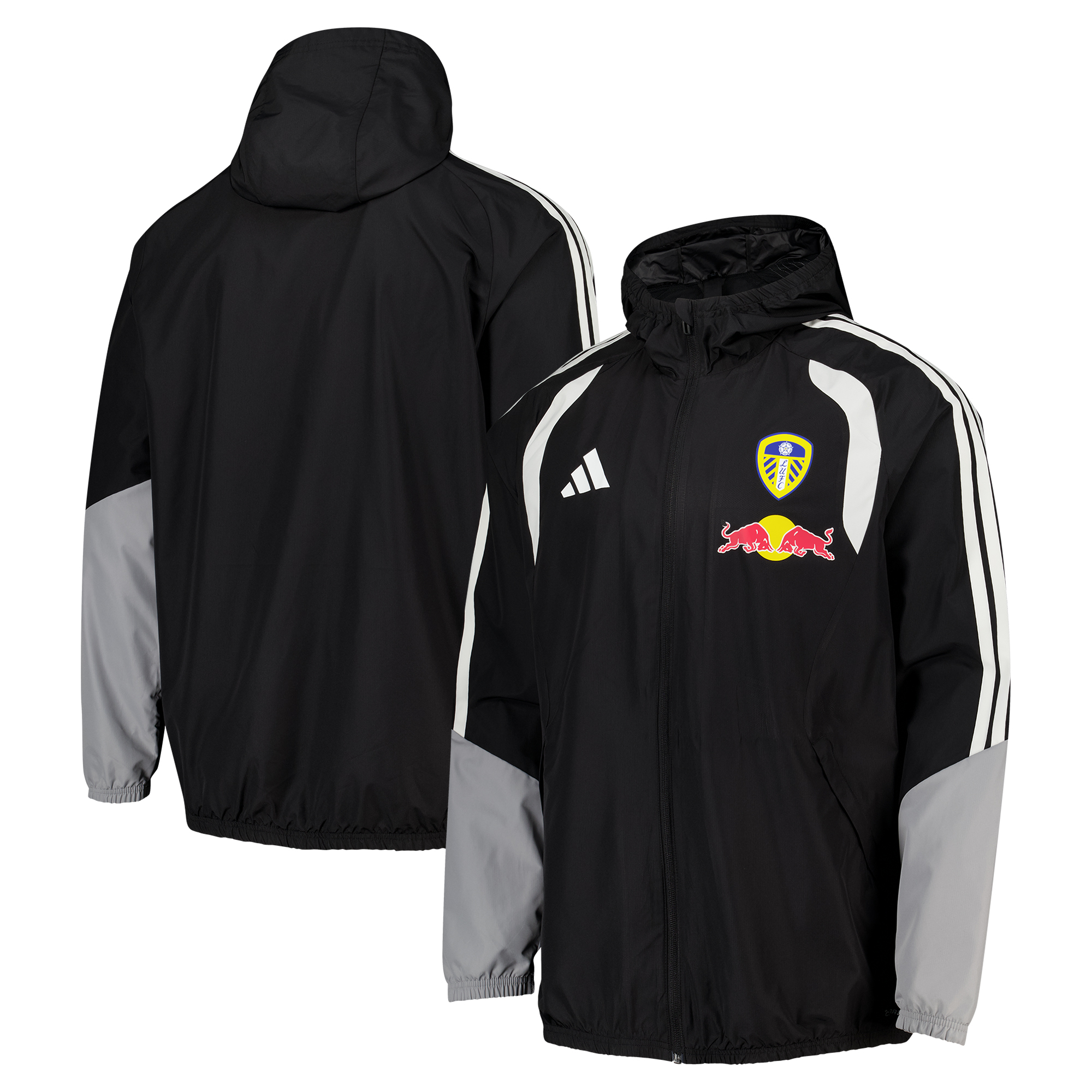 Leeds United adidas Training All Weather Jacket - Black, , rebel_hi-res