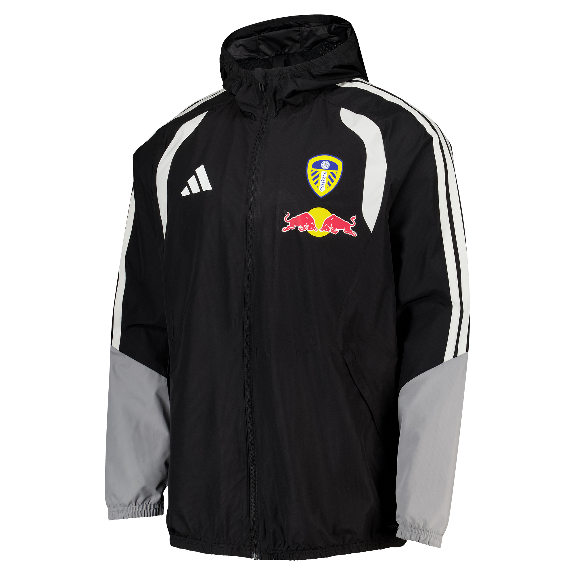 Leeds United adidas Training All Weather Jacket - Black, , rebel_hi-res