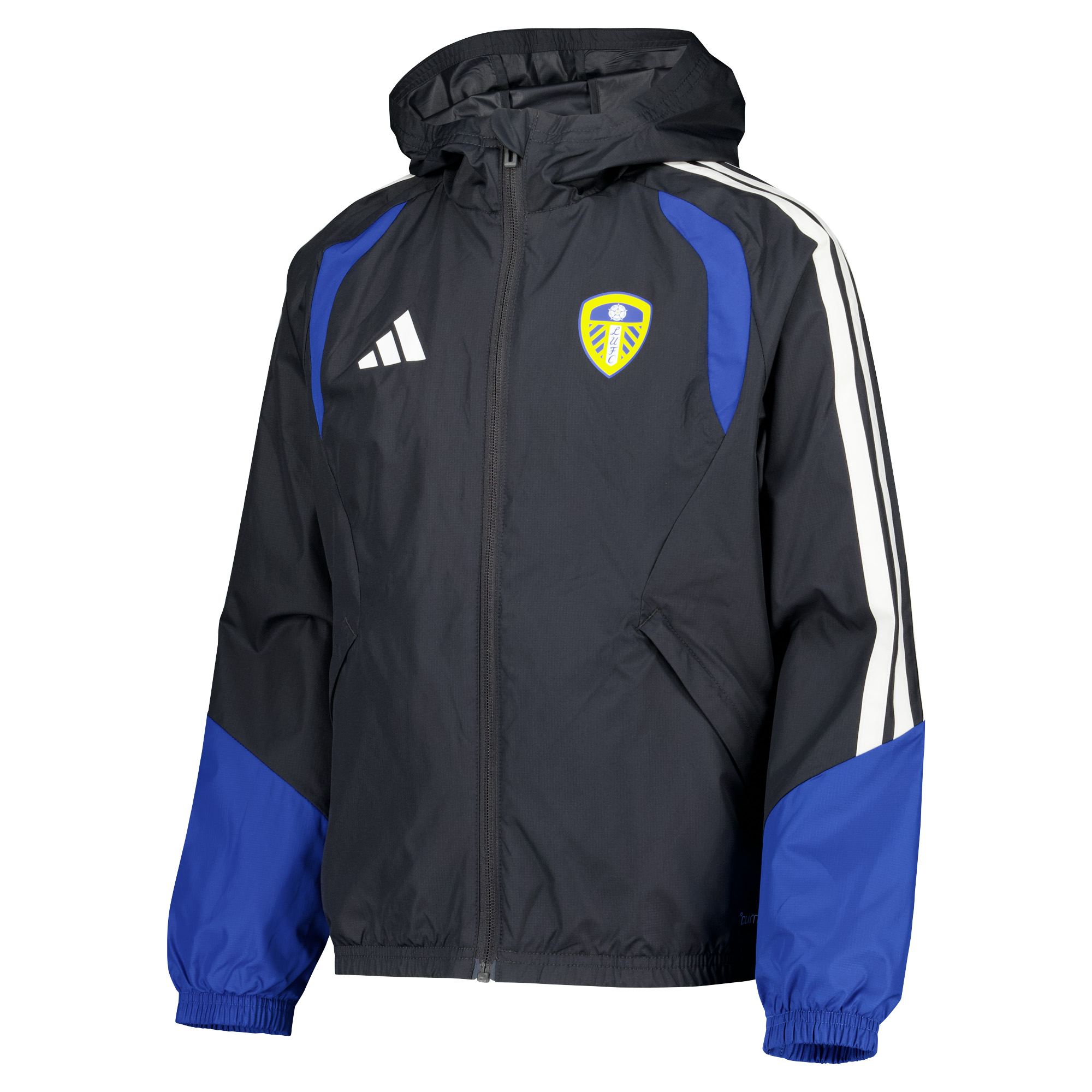 Leeds United adidas Training All Weather Jacket - Dark Grey - Kids, , rebel_hi-res