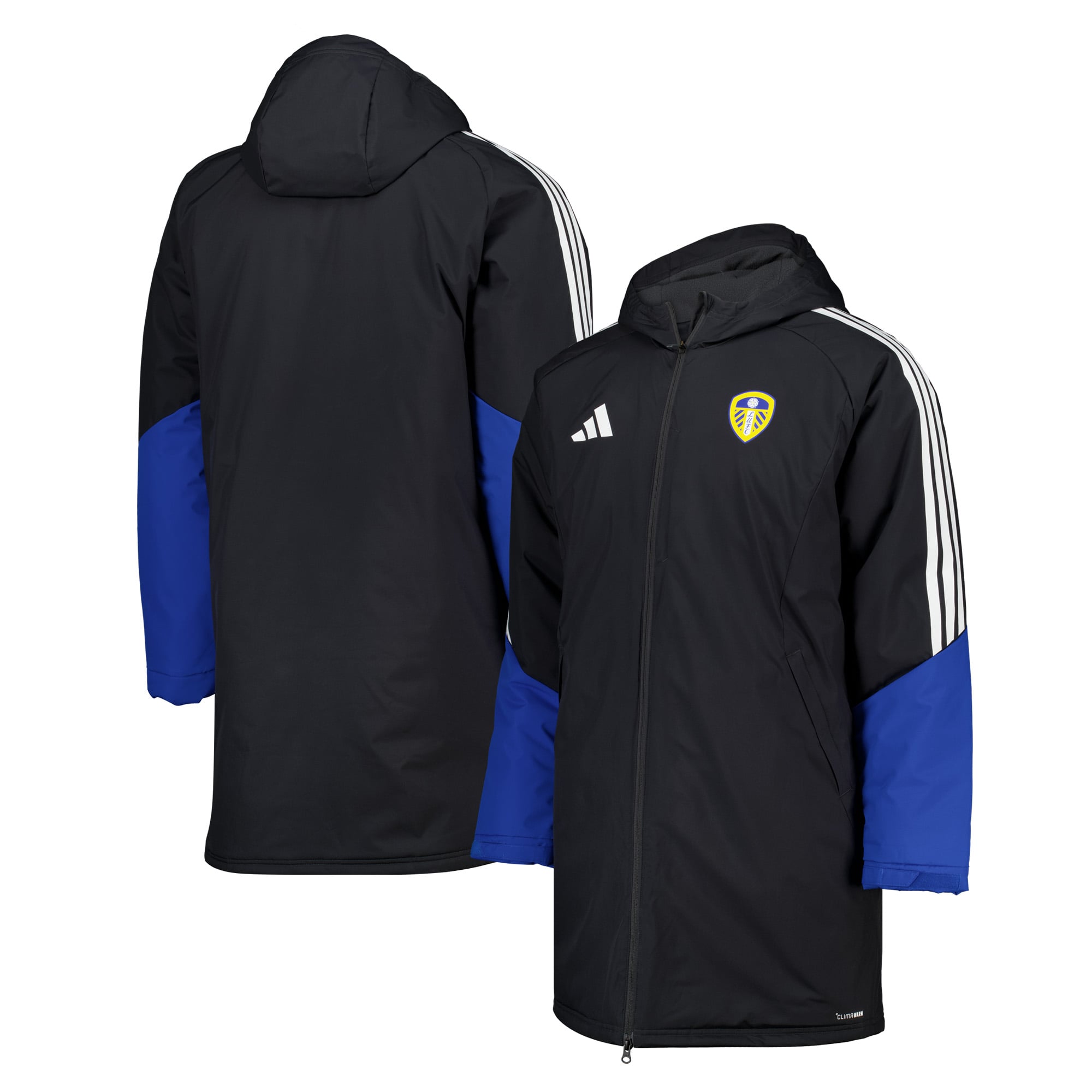 Leeds United adidas Training Stadium Parka Jacket - Dark Grey, , rebel_hi-res