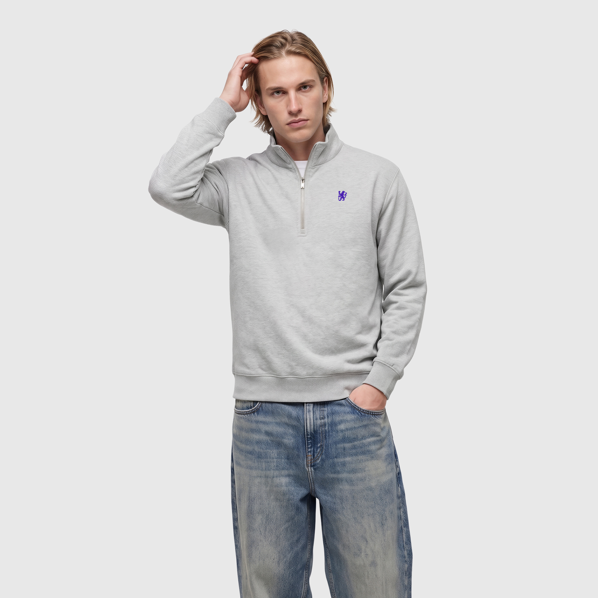 Chelsea Classics Half Zip Sweatshirt - Sports Grey, , rebel_hi-res