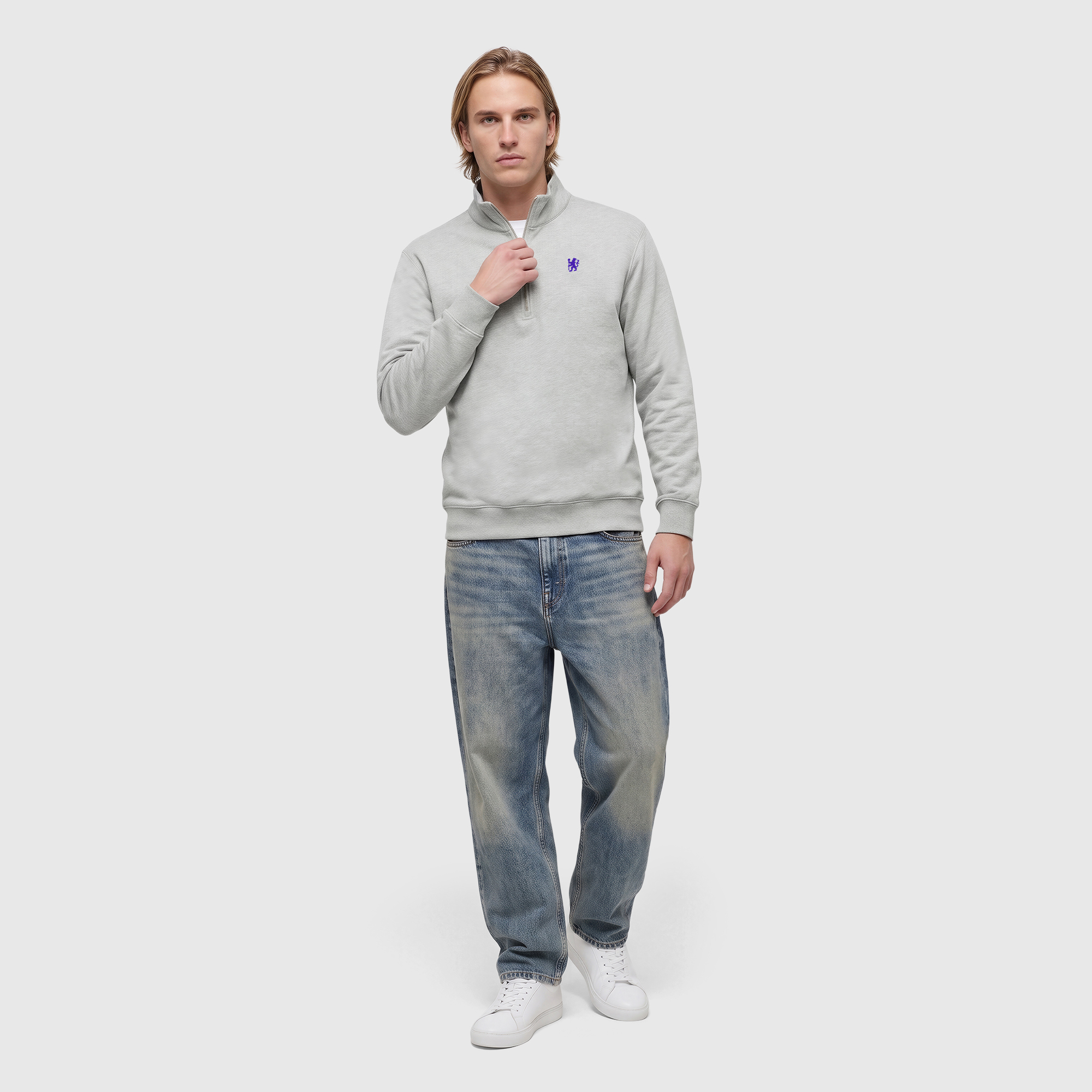 Chelsea Classics Half Zip Sweatshirt - Sports Grey, , rebel_hi-res