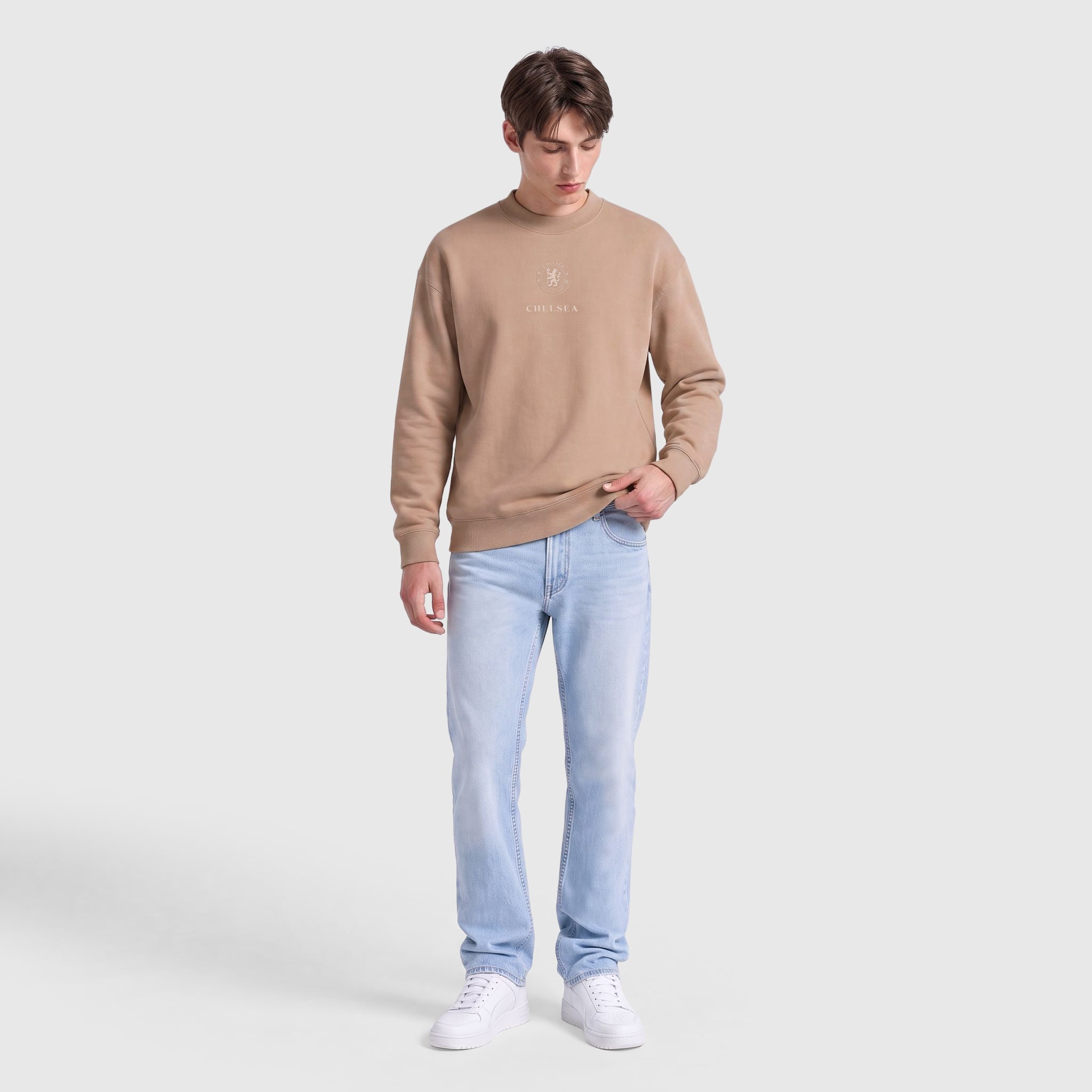 Chelsea Oversized French Terry Crew Sweatshirt - Warm Taupe, , rebel_hi-res