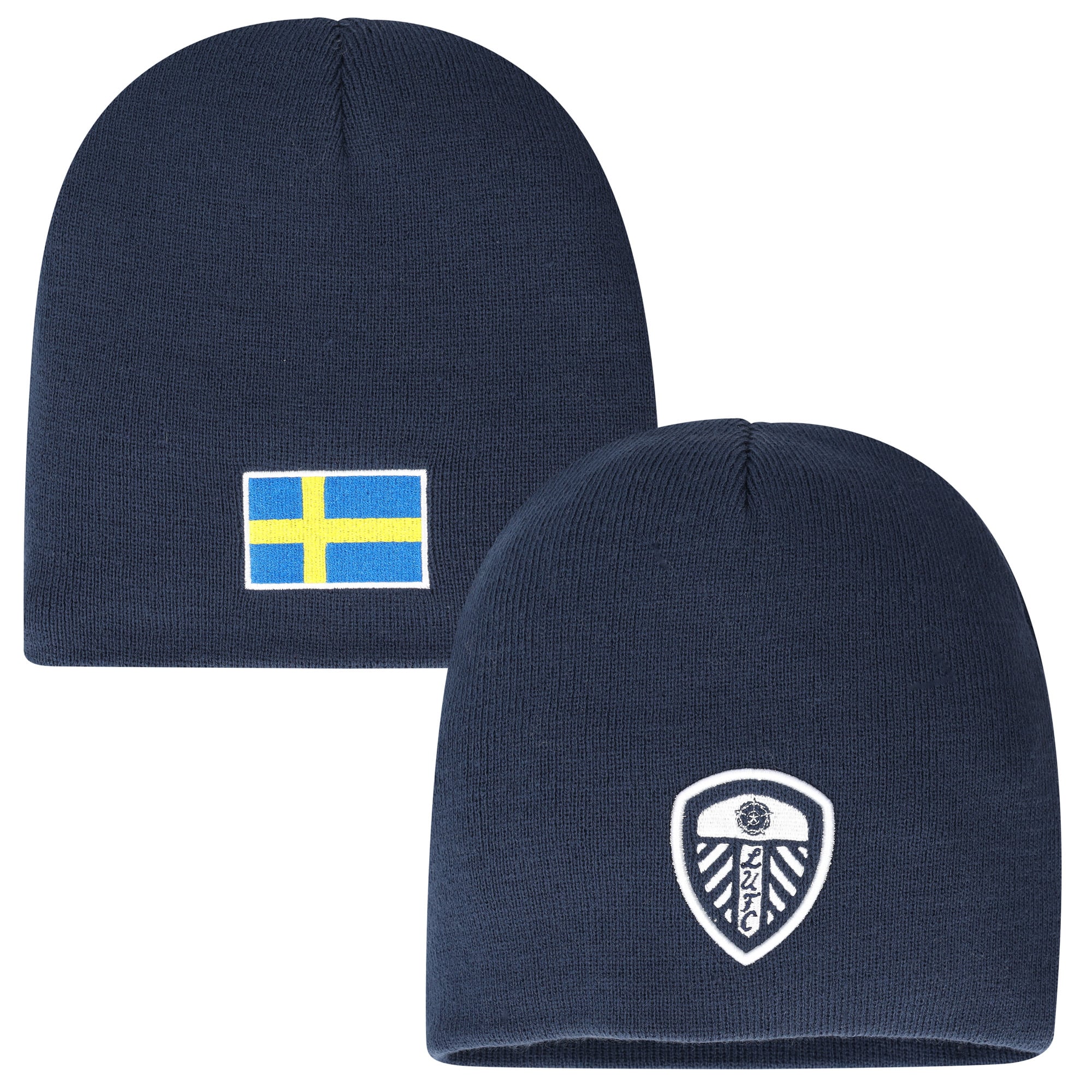 Leeds United Sweden Flag Graphic Knit Beanie - Navy - Unisex, , rebel_hi-res