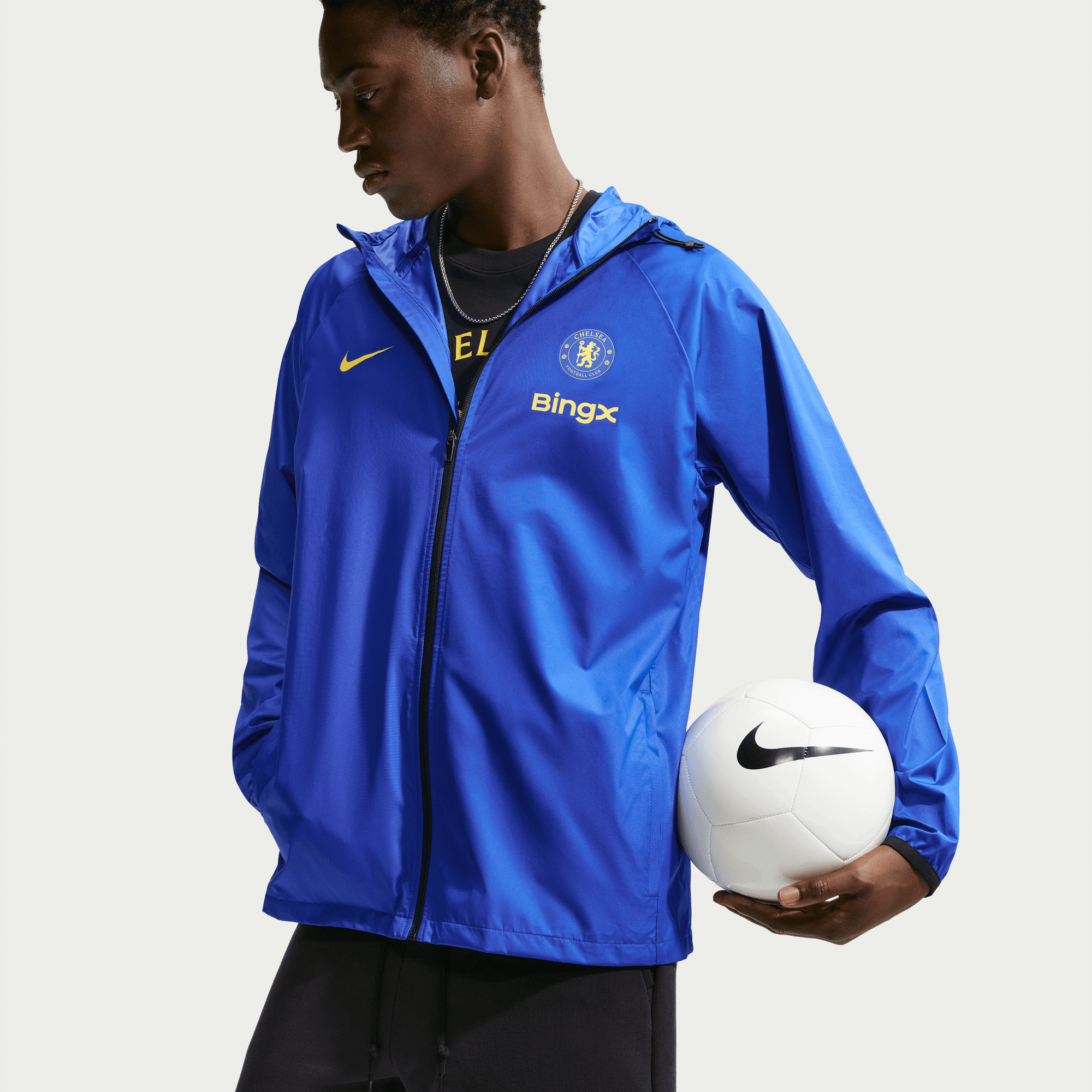 Chelsea Nike Academy Pro Hooded Rain Jacket - Bright Blue, , rebel_hi-res