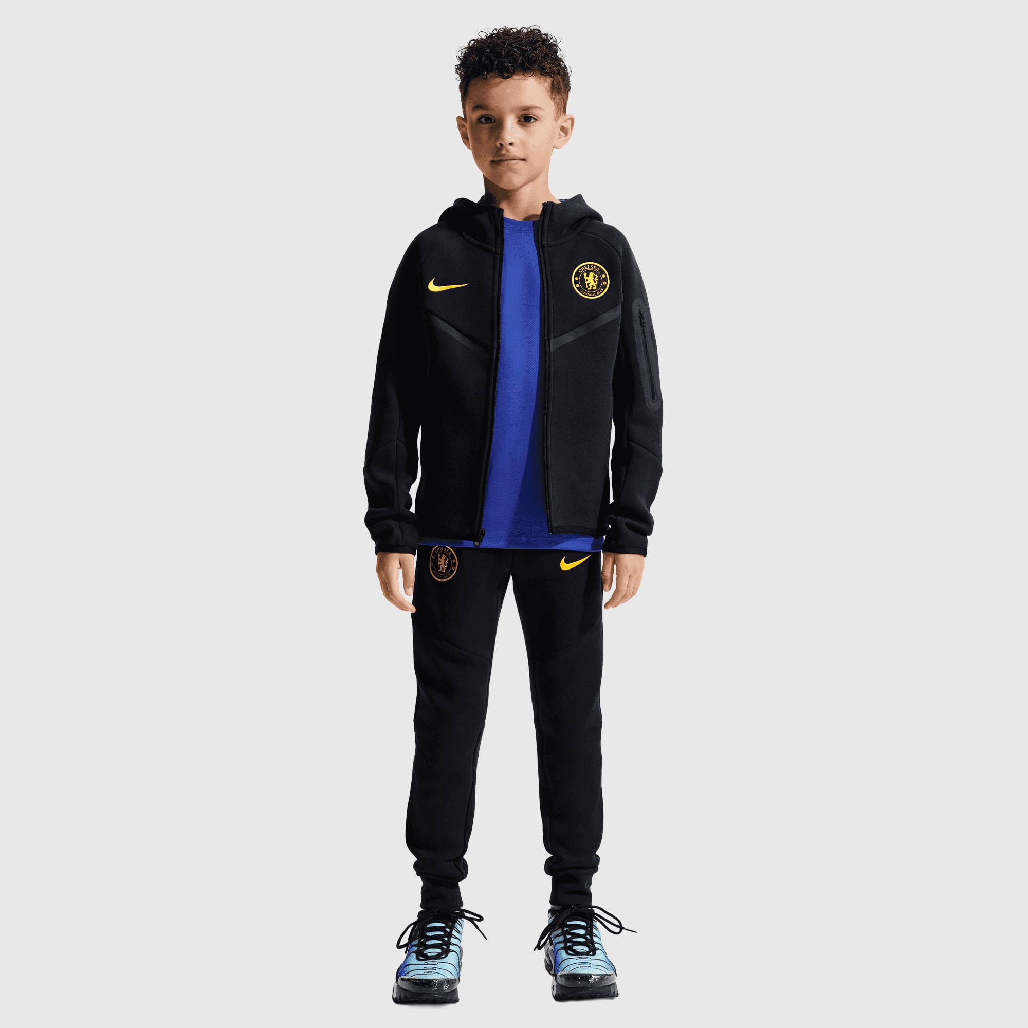 Chelsea Nike Tech Fleece Full Zip Hoodie - Pitch Blue - Kids, , rebel_hi-res