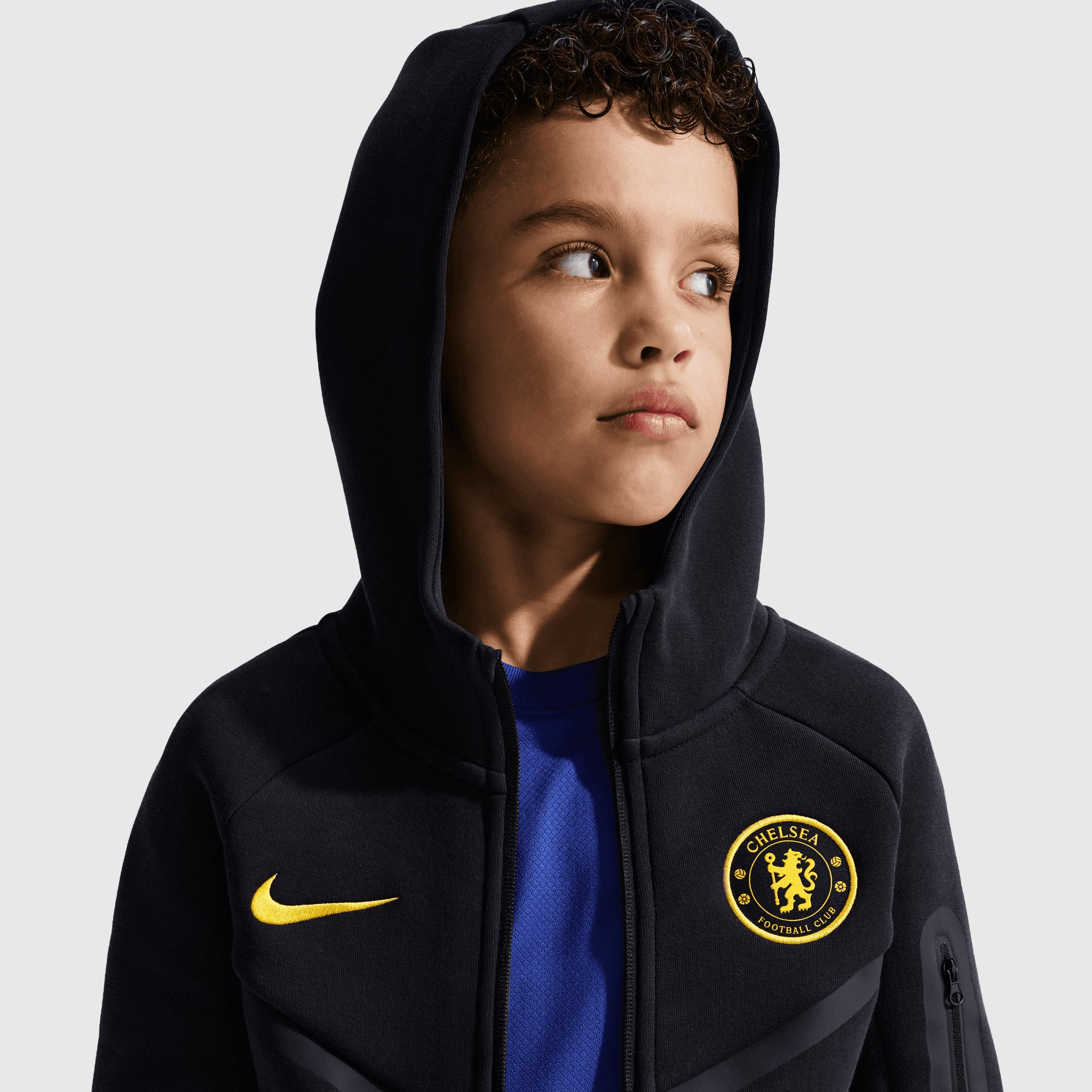 Chelsea Nike Tech Fleece Full Zip Hoodie - Pitch Blue - Kids, , rebel_hi-res