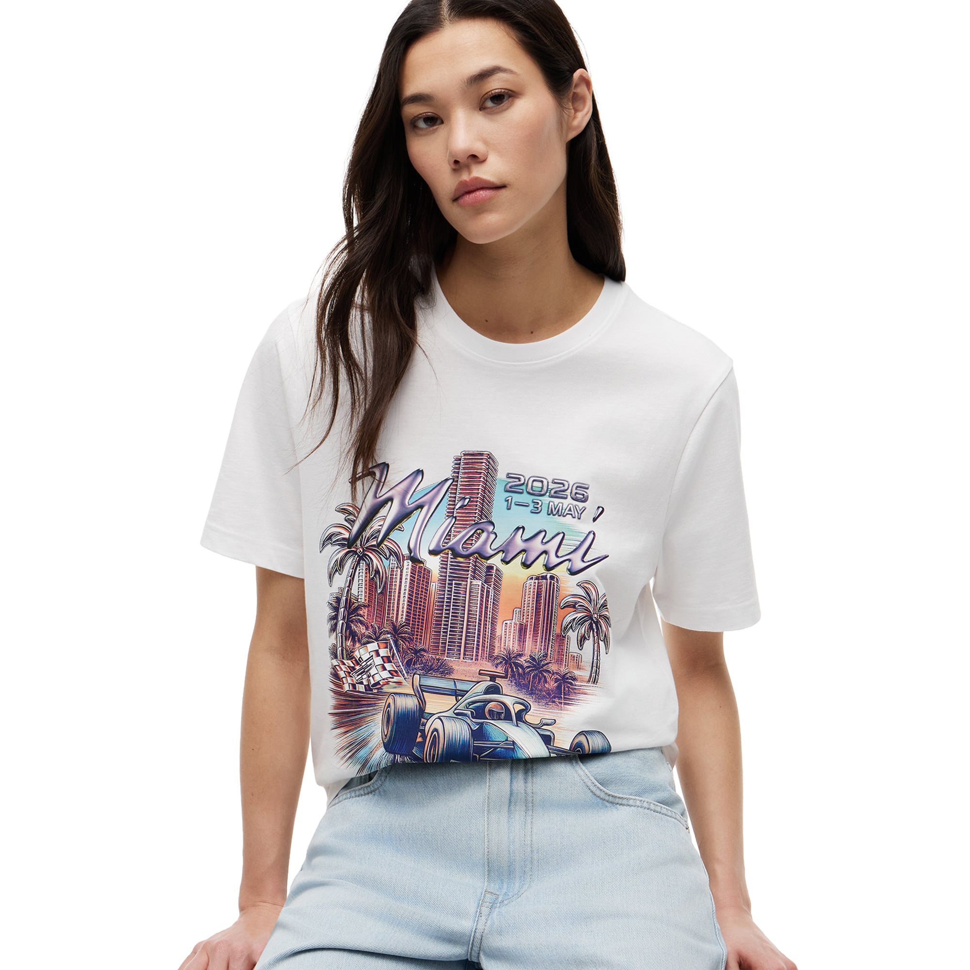 Cadillac Tommy Hilfiger Special Edition Miami Graphic T-Shirt - White - Unisex, , rebel_hi-res