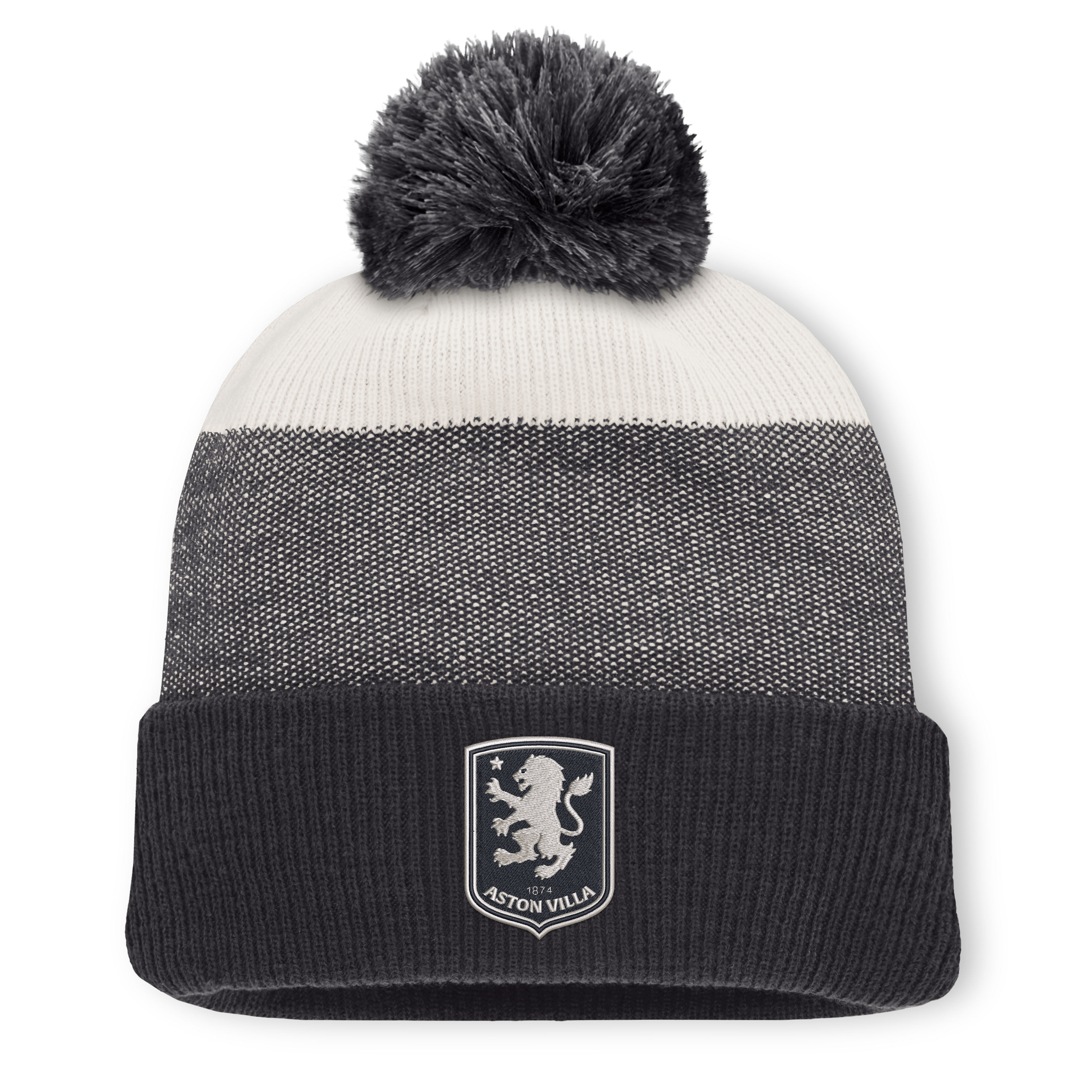 Aston Villa Set Cuff Pom Beanie - Dark Grey - Unisex, , rebel_hi-res
