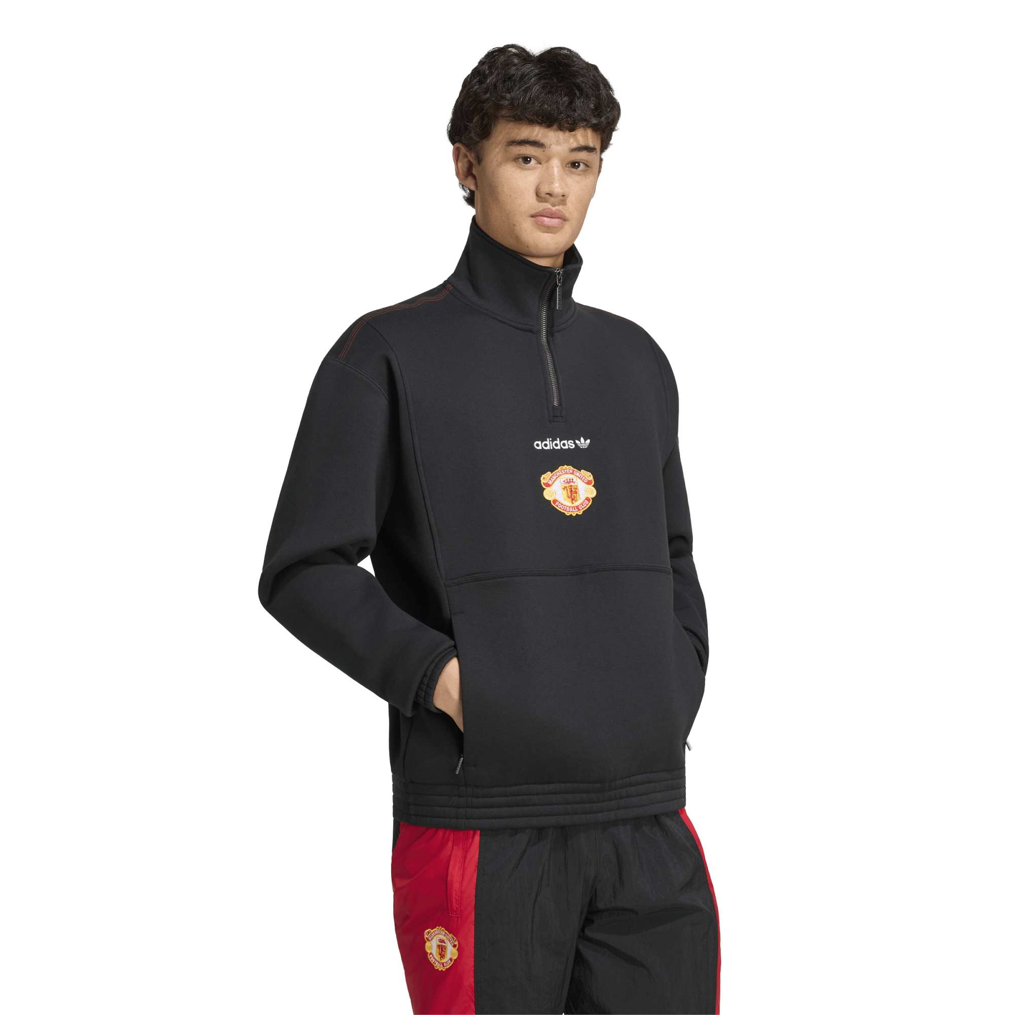 Manchester United adidas EQT Half Zip Top - Black, , rebel_hi-res