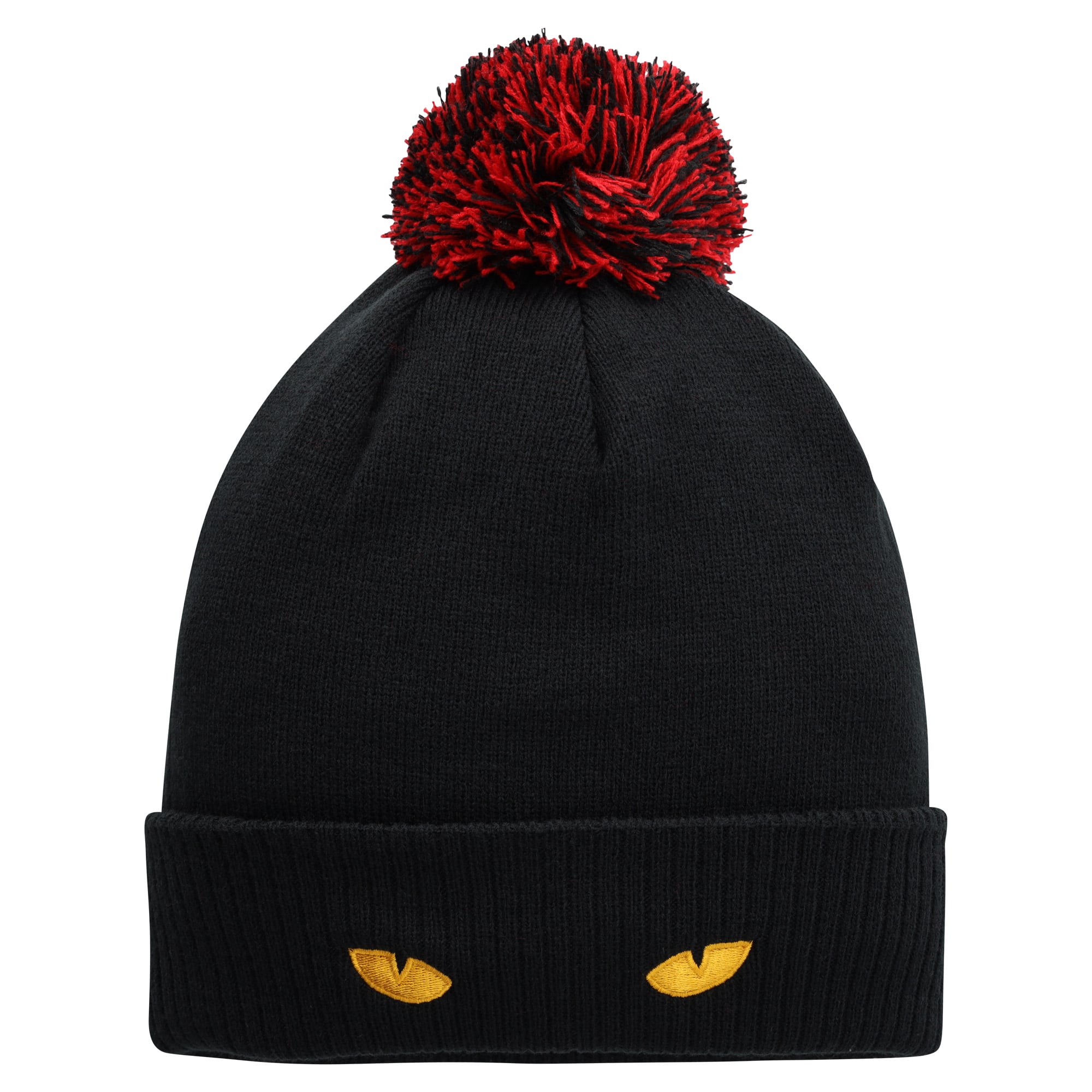 Sunderland Ribbed Cuff Pom Beanie - Black/Red - Unisex, , rebel_hi-res