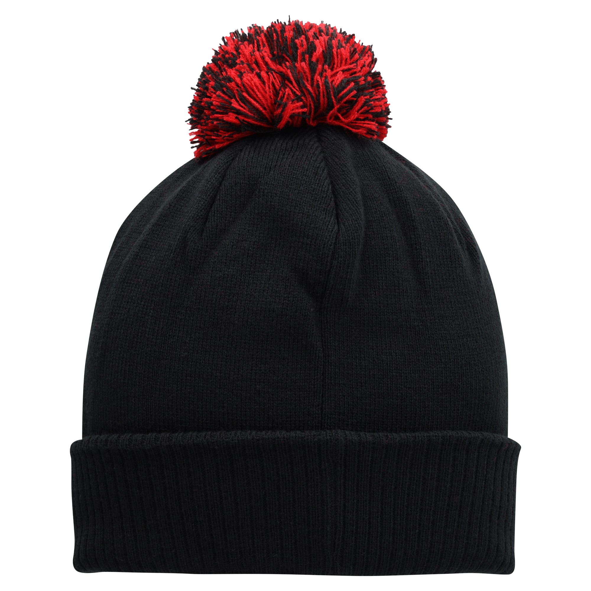Sunderland Ribbed Cuff Pom Beanie - Black/Red - Unisex, , rebel_hi-res