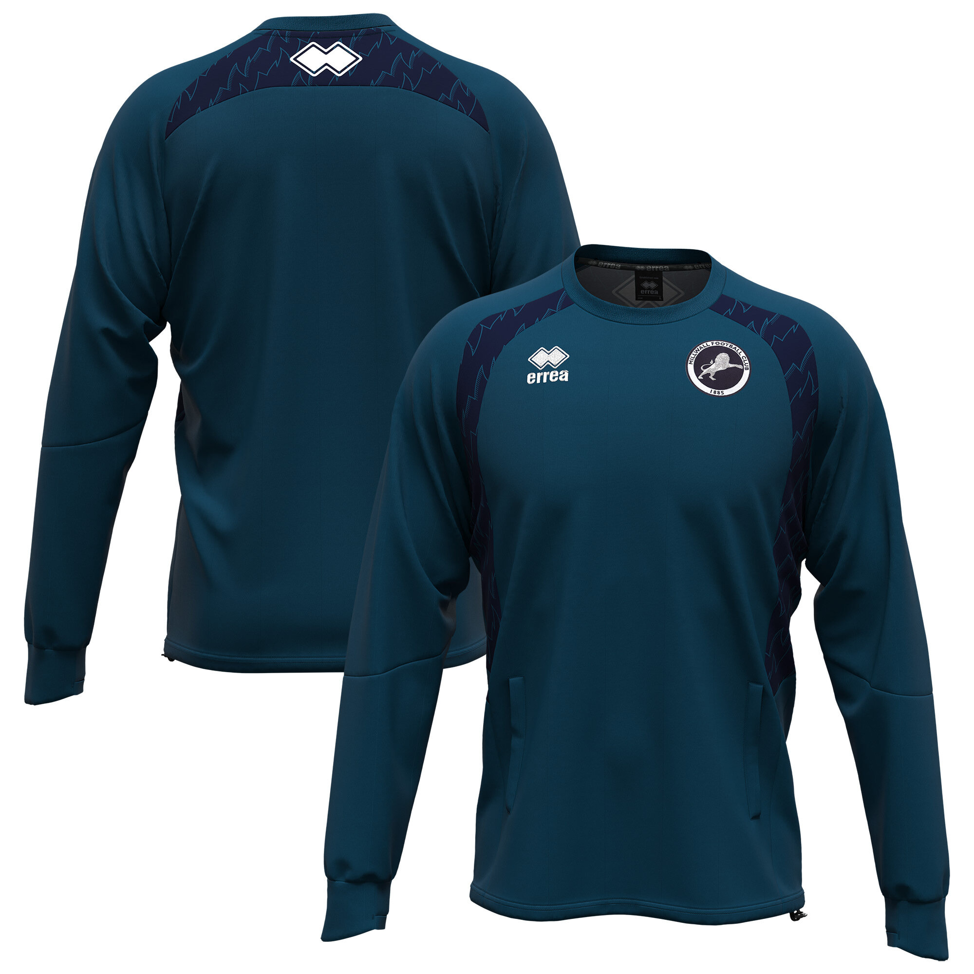 Millwall FC Errea Players Training Sweatshirt - Petrol Blue - Kids, , rebel_hi-res