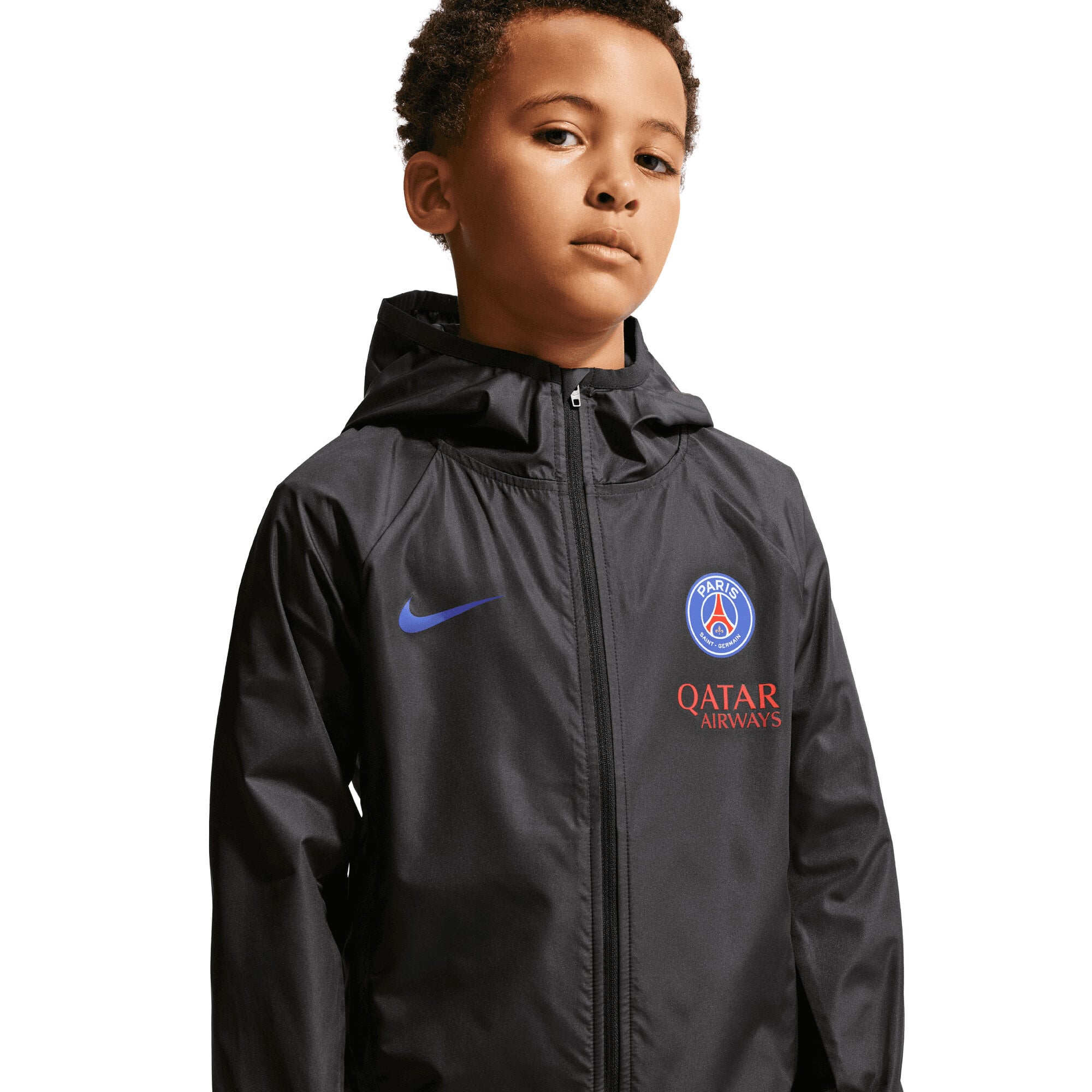 PSG Nike Academy Pro Hooded Rain Jacket - Black - Kids, , rebel_hi-res