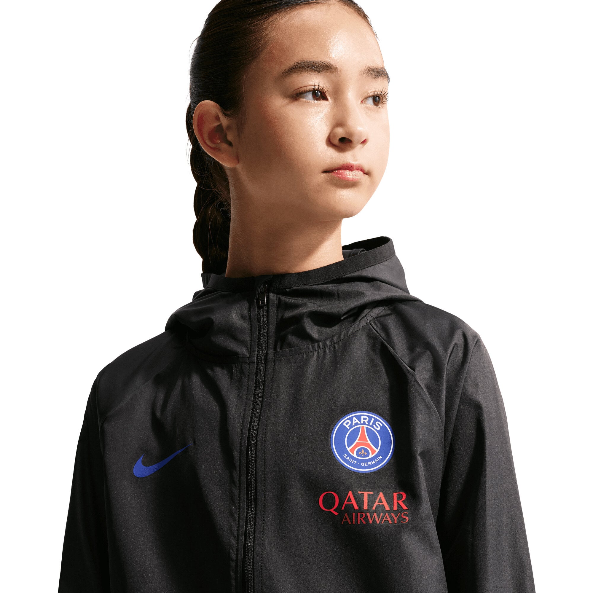 PSG Nike Academy Pro Hooded Rain Jacket - Black - Kids, , rebel_hi-res