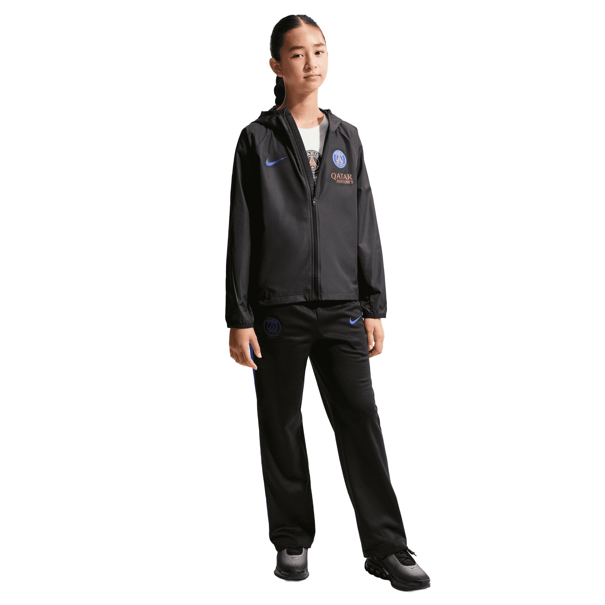 PSG Nike Academy Pro Hooded Rain Jacket - Black - Kids, , rebel_hi-res
