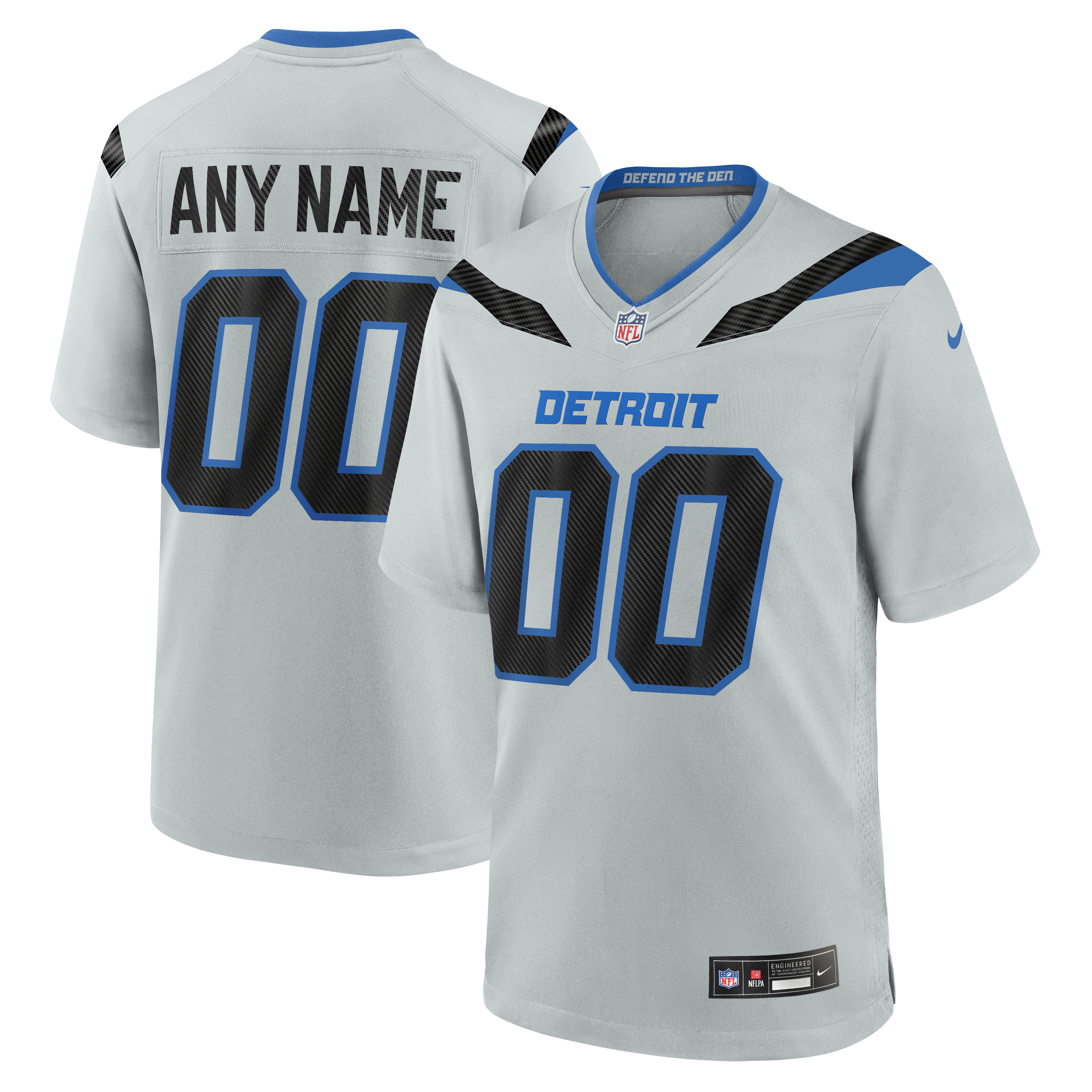 Detroit Lions Nike Rivalries Game Jersey - Silver - Custom - Mens, , rebel_hi-res