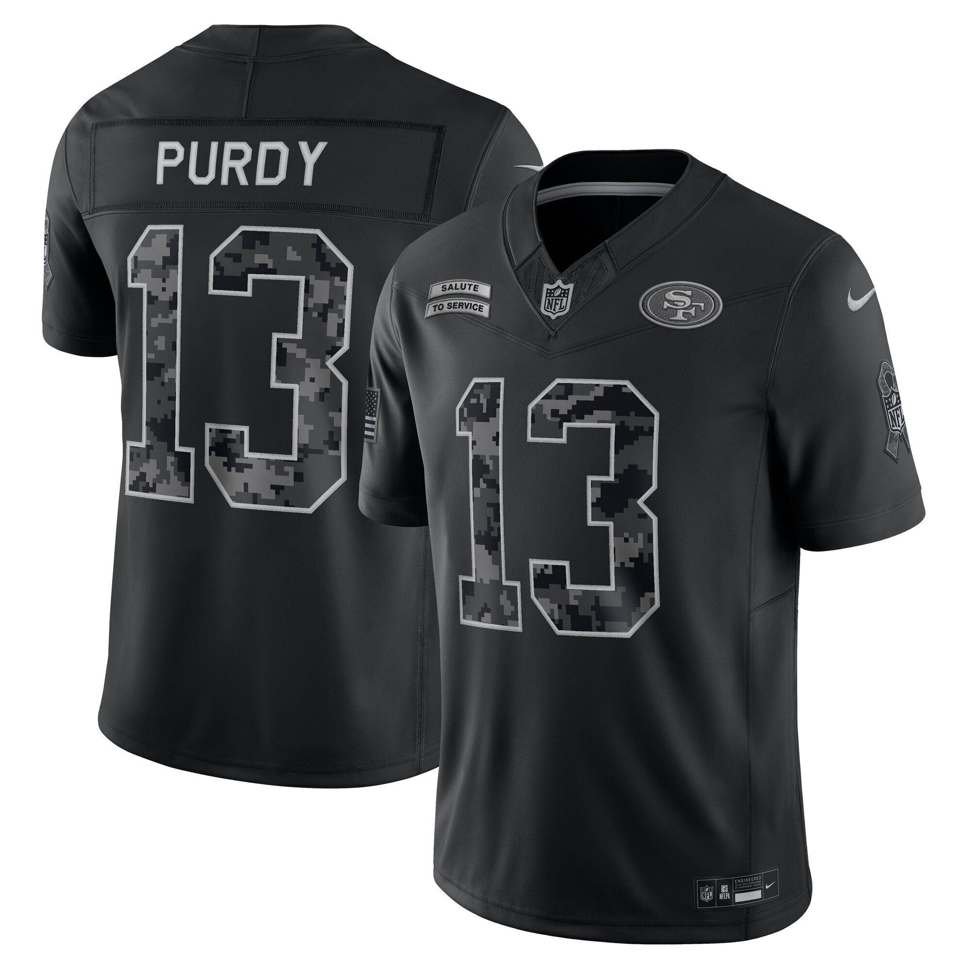 San Francisco 49ers Nike 2026 Salute to Service Jersey - Brock Purdy - Mens, , rebel_hi-res