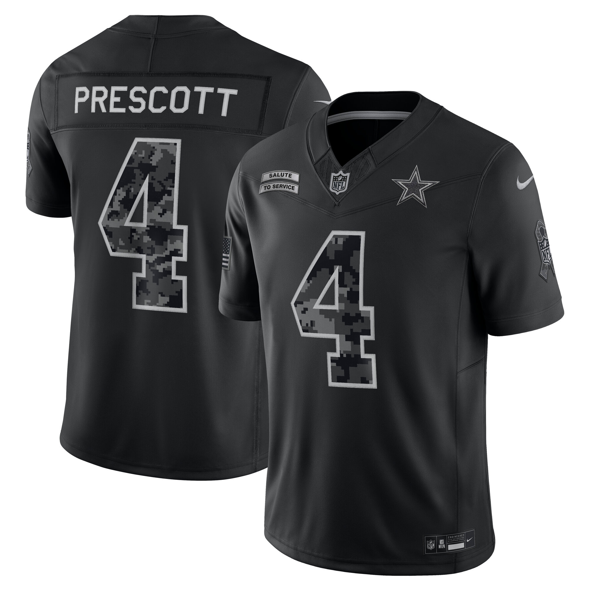Dallas Cowboys Nike 2026 Salute to Service Jersey - Dak Prescott - Mens, , rebel_hi-res
