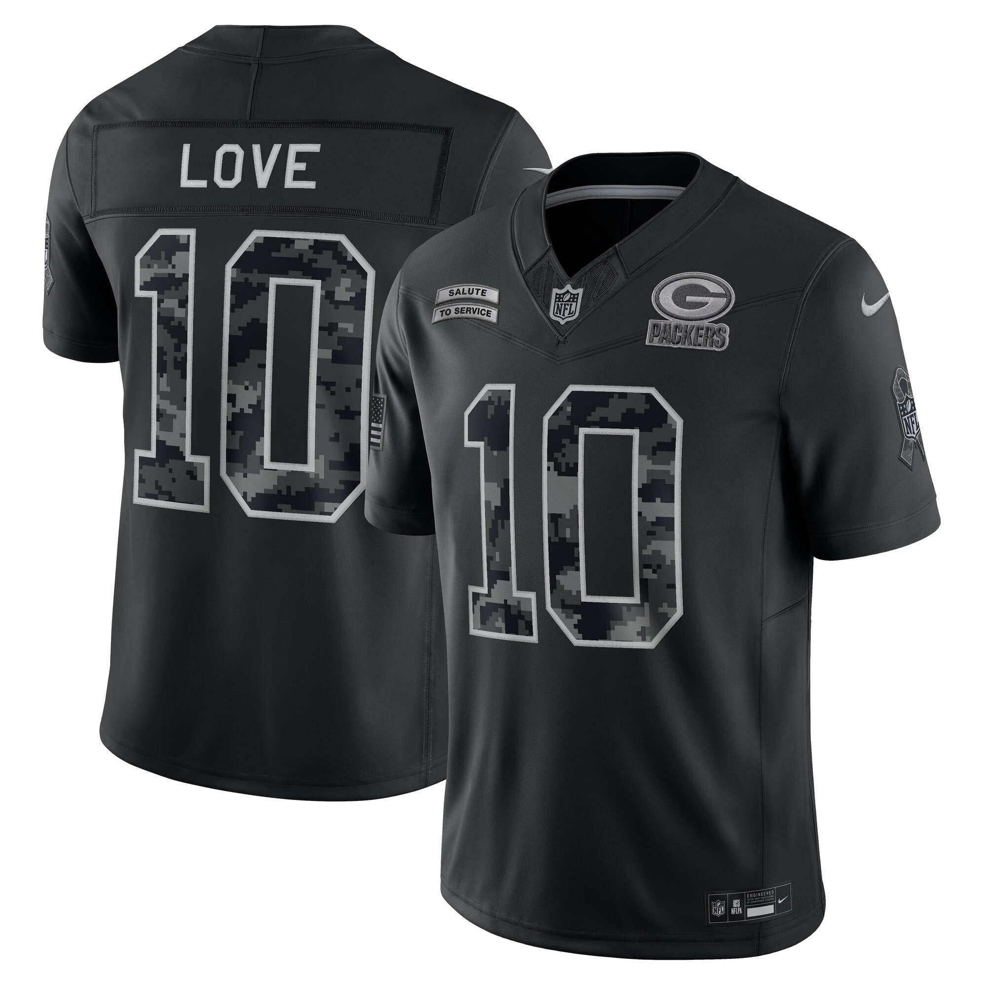 Green Bay Packers Nike 2026 Salute to Service Jersey - Jordan Love - Mens, , rebel_hi-res